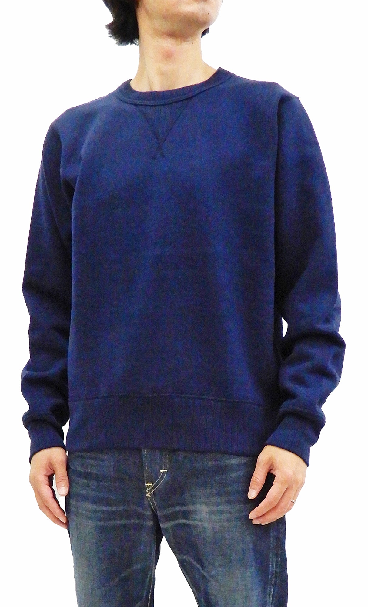 Vintage Style Men's Plain Sweatshirt - WV67728 Navy Blue | Loop Wheeled V-Neck Pullover | Casual Wear & Street Fashion