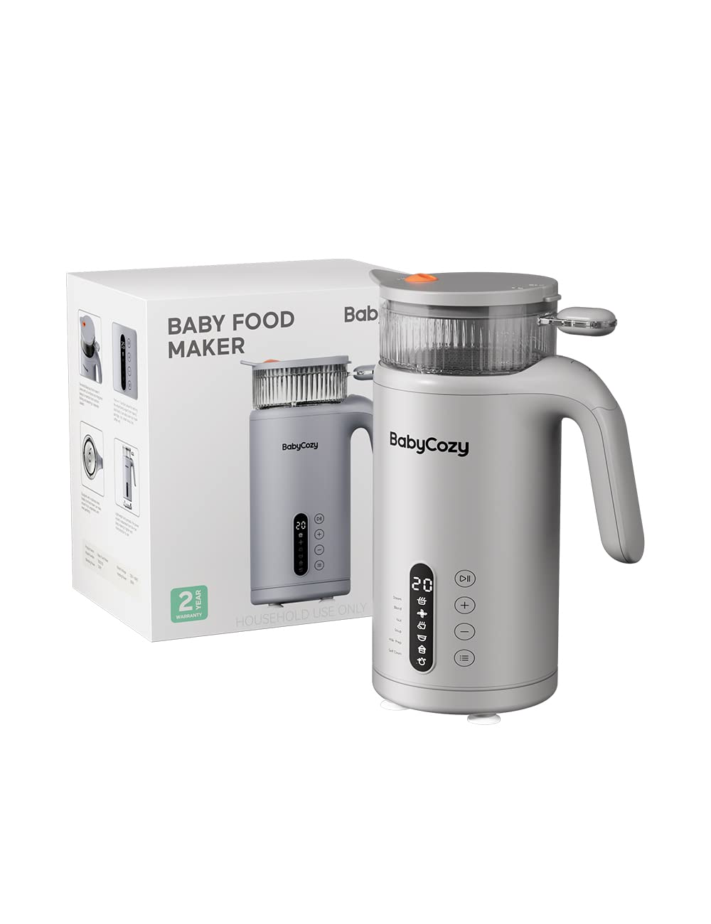 BabyCozy 5-in-1 Baby Food Processor & Steamer Blender - 304 Stainless Steel & Tritan BPA-Free, Touch Screen Control for Self-Cleaning, Steaming, Blending, Milk Prep with Timer - Perfect for Homemade Baby Puree, Toddler Meals & On-the-Go Parenting (Dark Gray)