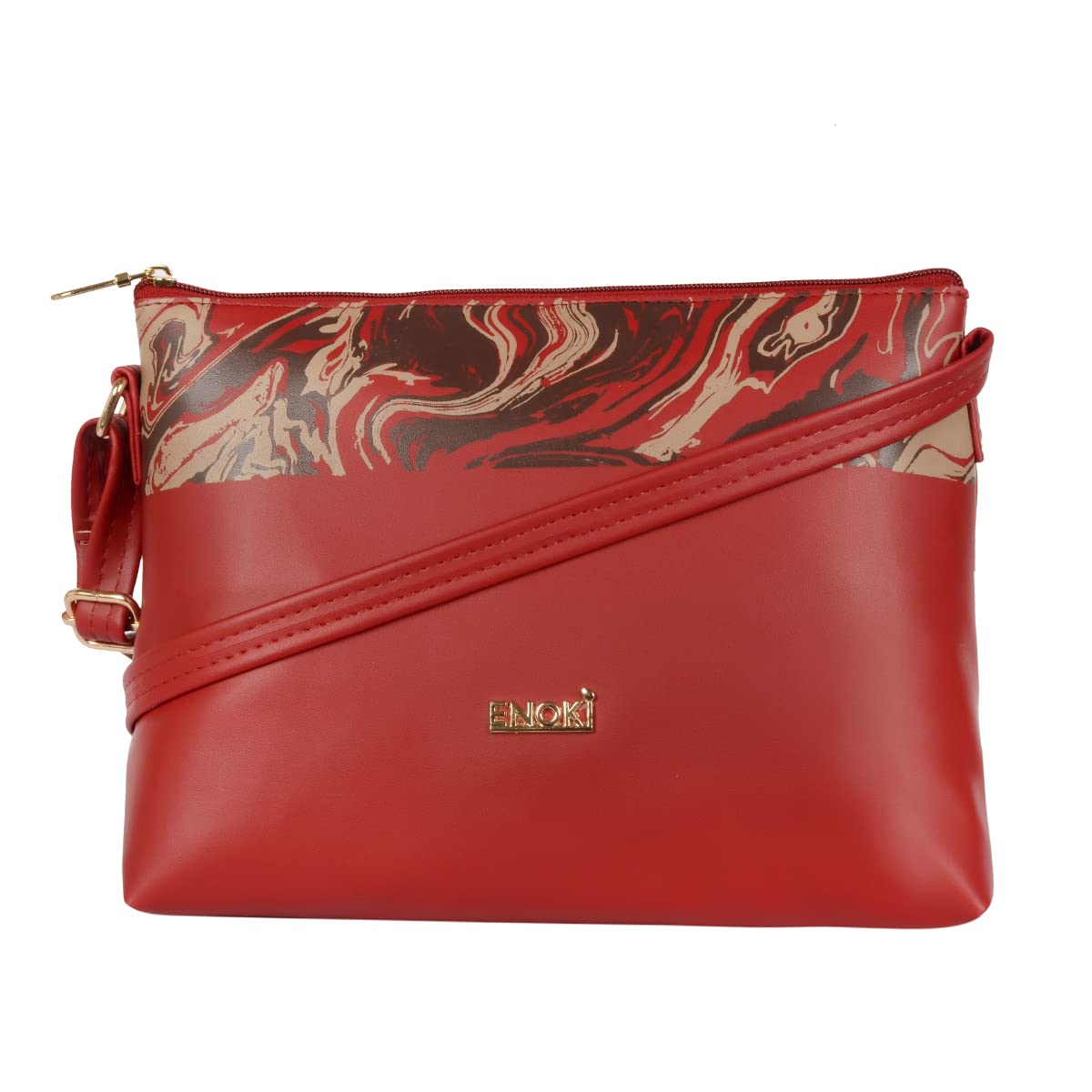 Enoki Women's Handbag - Stylish Crossbody Purse for Women, Fashionable Shoulder Bag with Adjustable Strap, Red Leather Clutch for Daily Use, Perfect for Work, Shopping & Travel