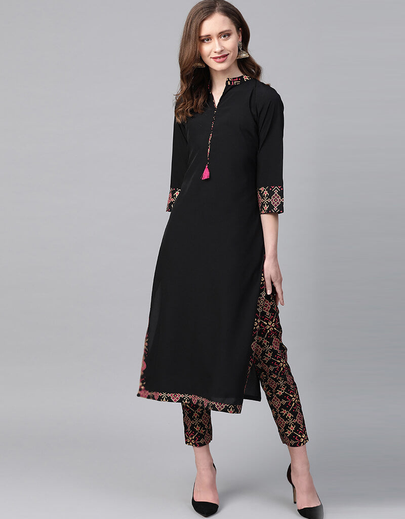 Black Crepe Straight Leg Pants for Women - Comfortable Office & Casual Wear - Perfect for Work, Travel & Everyday Outfits