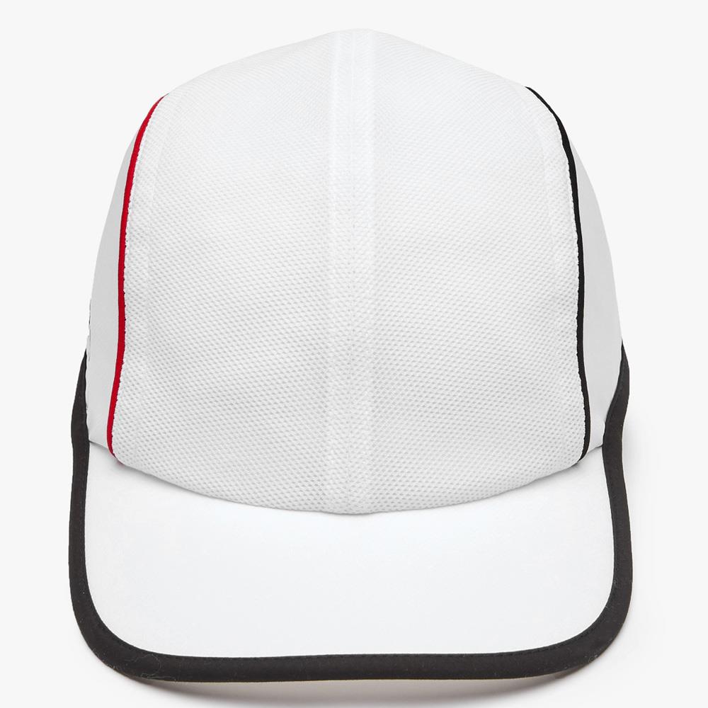 Lacoste Men's Sport Mesh Panel Lightweight Baseball Cap - Breathable Adjustable Dad Hat for Golf, Running, Outdoor Activities - White