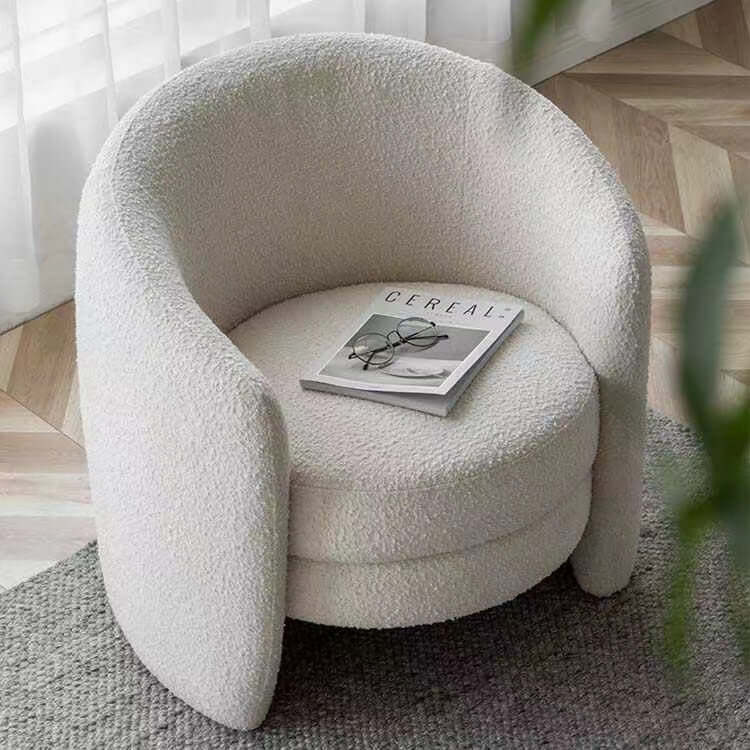 Nordic Ivory Boucle Sherpa Accent Chair - White, Gray & Green Low Back Vanity Stool for Bedroom, Living Room & Home Office Decor
