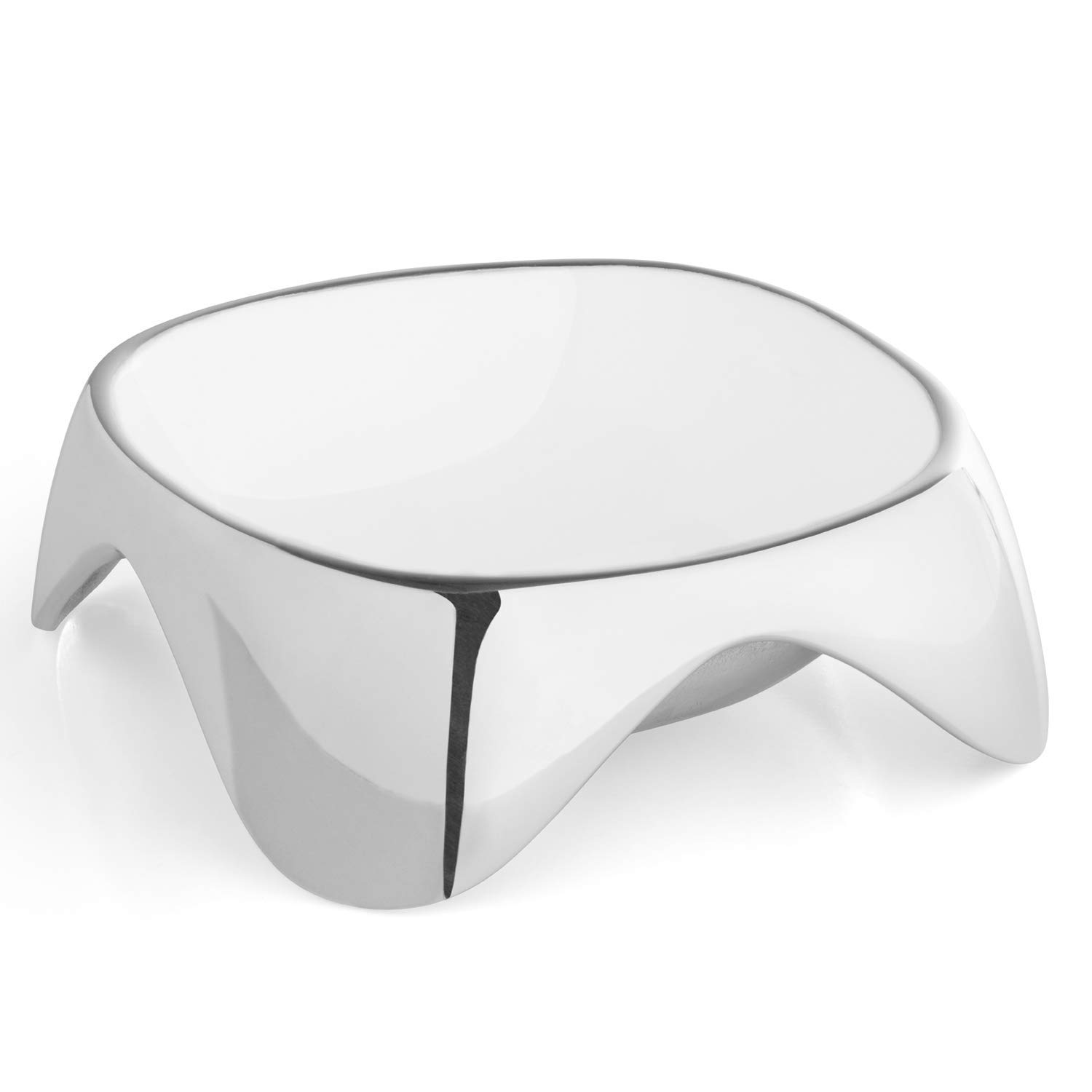 Nambe Medium Square Enameled Dog Bowl - Non-Slip Pet Food & Water Dish - 6
