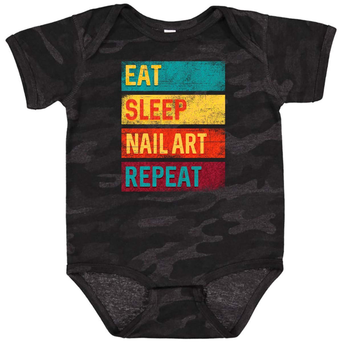 Inktastic Nail Tech Eat Sleep Nail Art Repeat Baby Bodysuit - Cute Infant Outfit for Nail Salon Lovers, Perfect Gift for Baby Showers & Photoshoots