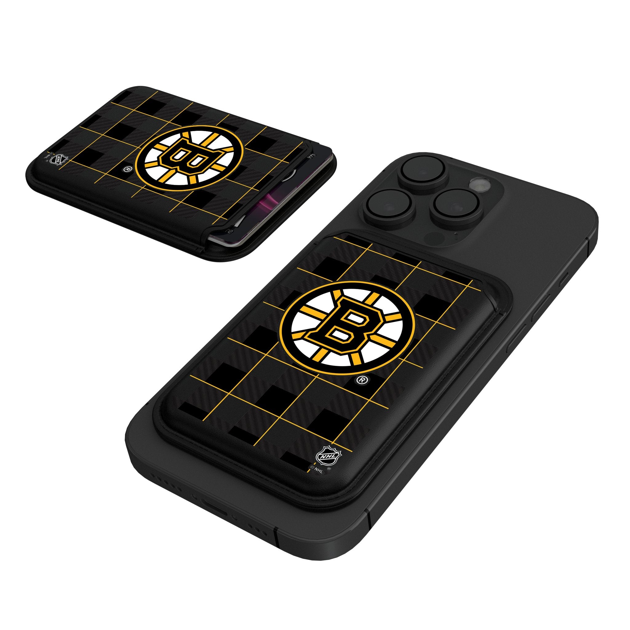 Boston Bruins Plaid Black Magnetic Credit Card Wallet - NHL Hockey Fan Accessory for Men & Women - Perfect for Game Day, Travel & Everyday Use