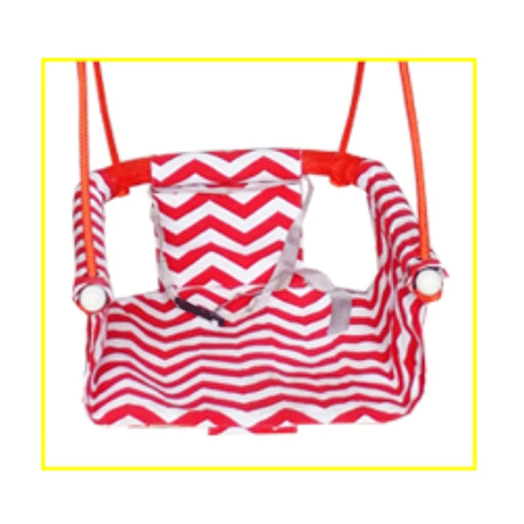 WQWY Secure Canvas Swing Seat - Detachable & Foldable Hanging Swing for Babies, Infants, Toddlers & Kids - Indoor/Outdoor Use - Red - Perfect for Backyards, Playrooms & Nursery Decor