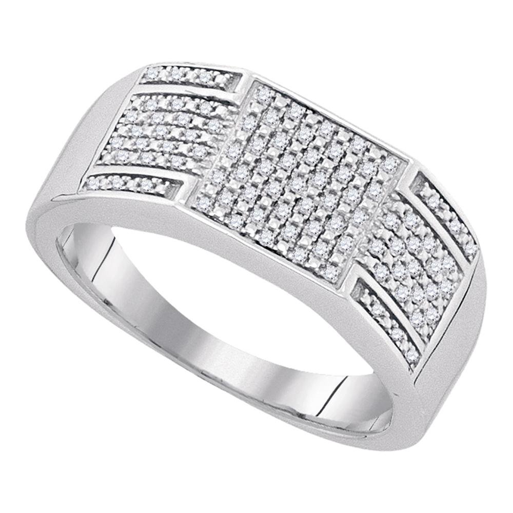 Sonia 925 Sterling Silver Round Diamond Men's Wedding Band Ring - Channel Setting (0.23 cttw) - Perfect for Engagement, Anniversary & Special Occasions
