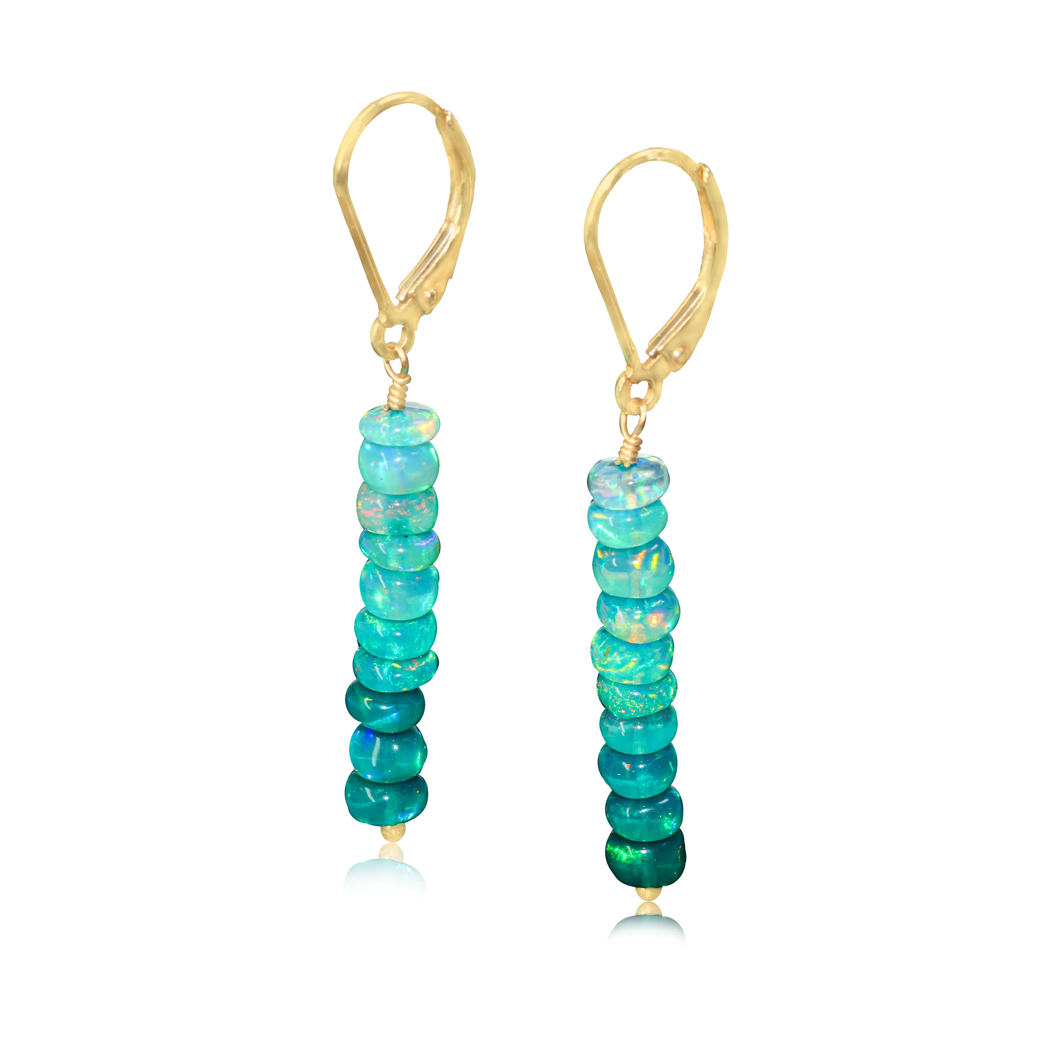 Natural Green Opal Linear Beaded Dangle Drop Earrings for Women | Handmade Bohemian Jewelry | Perfect for Weddings, Parties & Everyday Wear