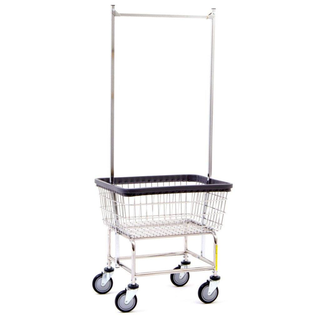 Narrow Laundry Cart with Double Pole Rack - Space-Saving Rolling Hamper for Small Homes & Apartments - Perfect for Bedroom, Bathroom or Closet Organization