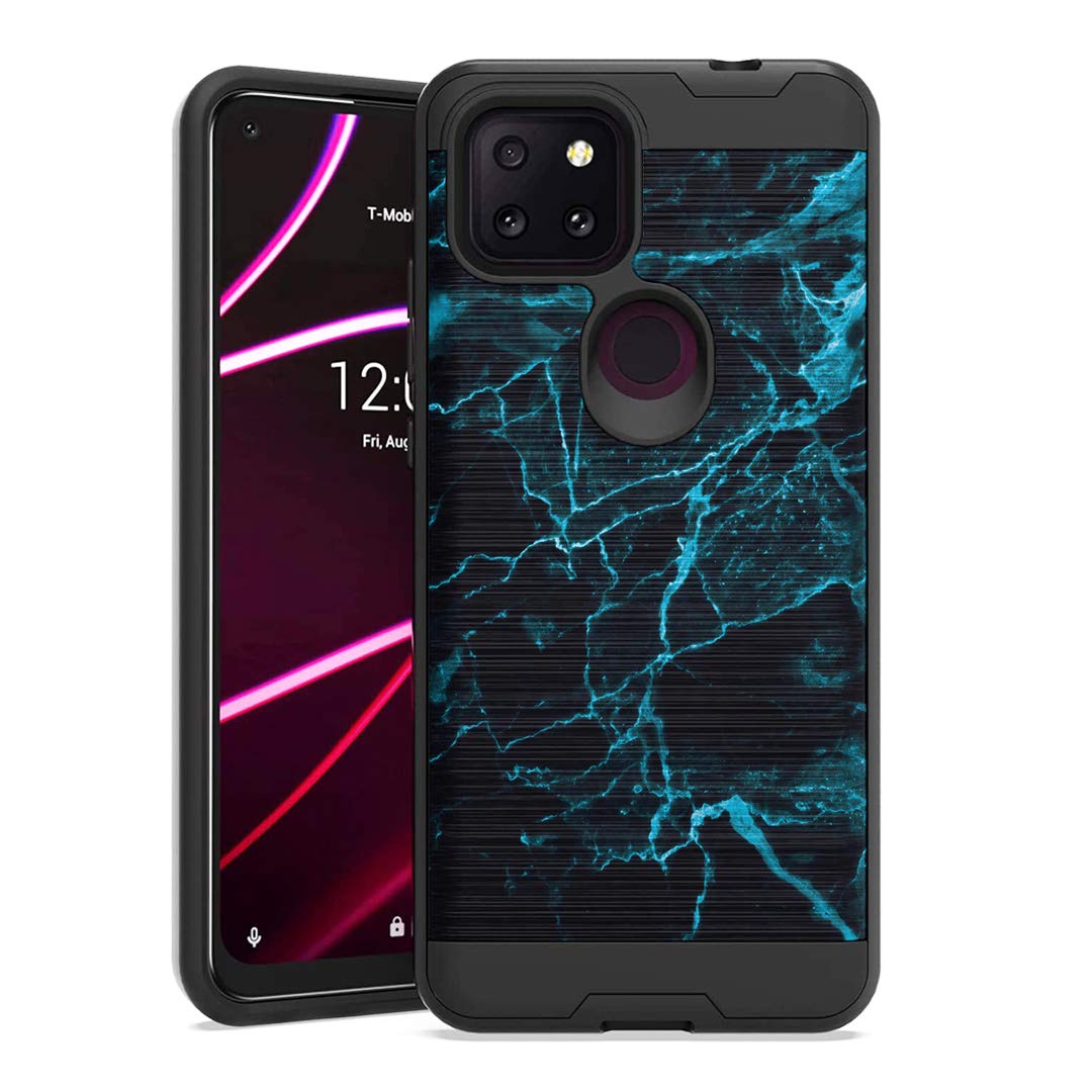 T-Mobile Revvl 5G Phone Case - Shockproof Hybrid Cover for Men & Women | Blue Marble Print | Daily Protection