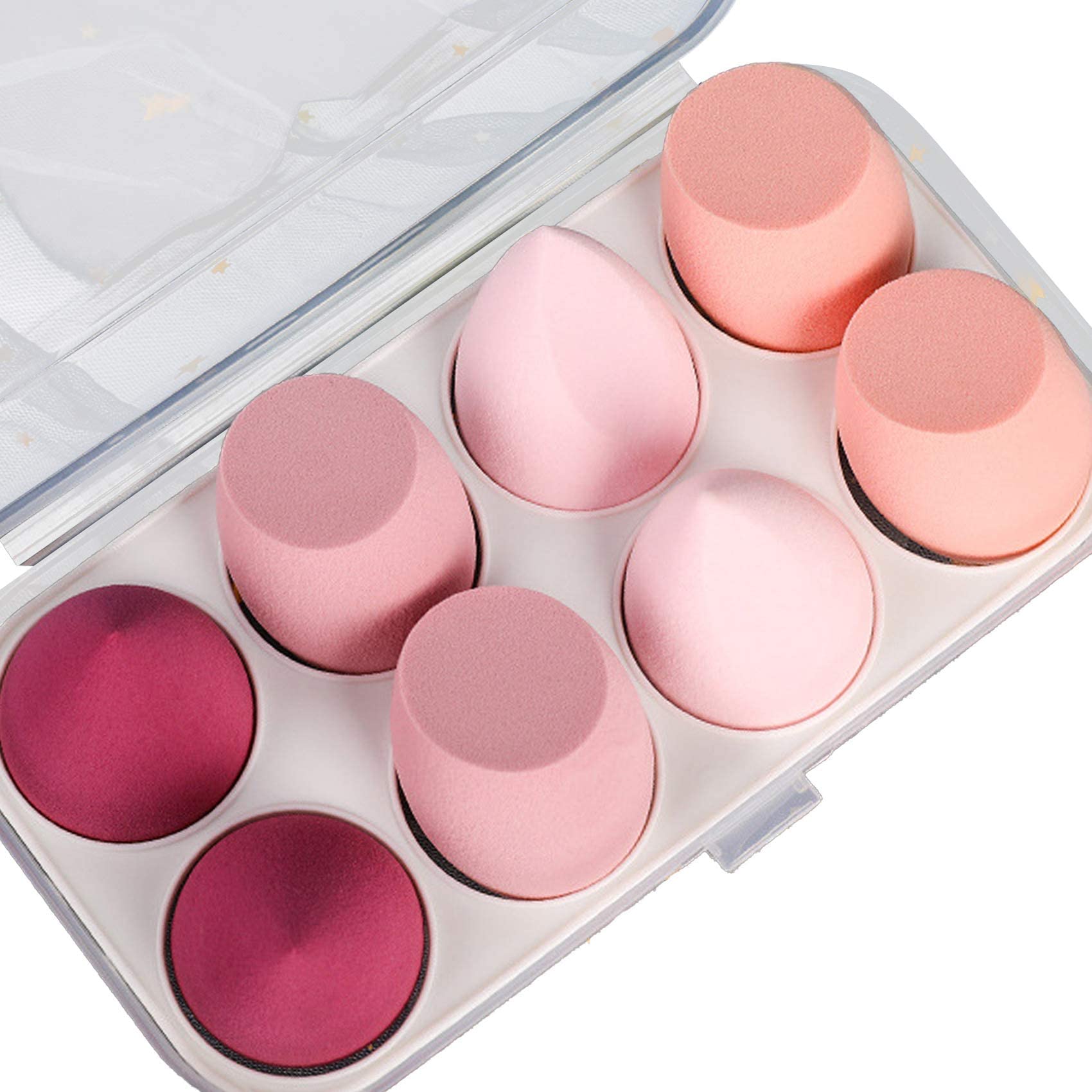 KIRA Professional Beauty Blender Sponge Set - 8 Pcs Makeup Sponges with Storage Box for Flawless Foundation & Concealer Application - Perfect for Travel, Home & Professional Makeup Kits