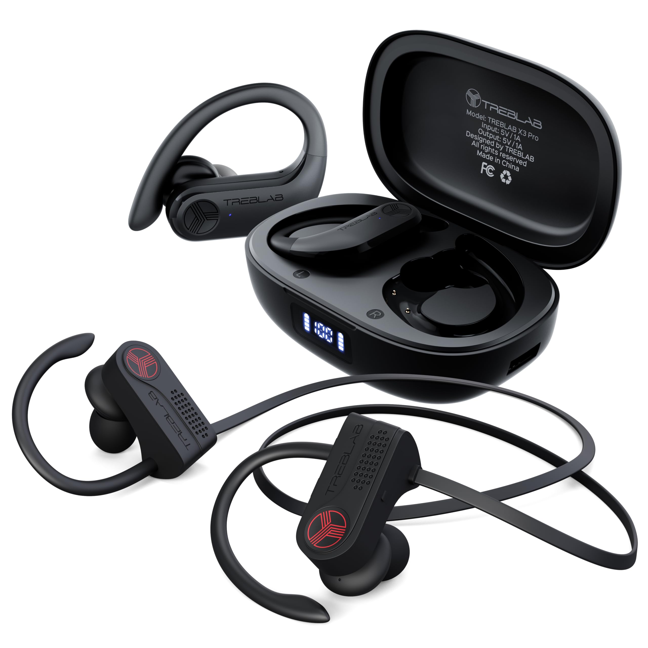 TREBLAB X3 Pro & XR700 True Wireless Earbuds - Bluetooth 5.0 Sports Headphones with Noise Cancellation for Running, Gym, Workout, and Travel