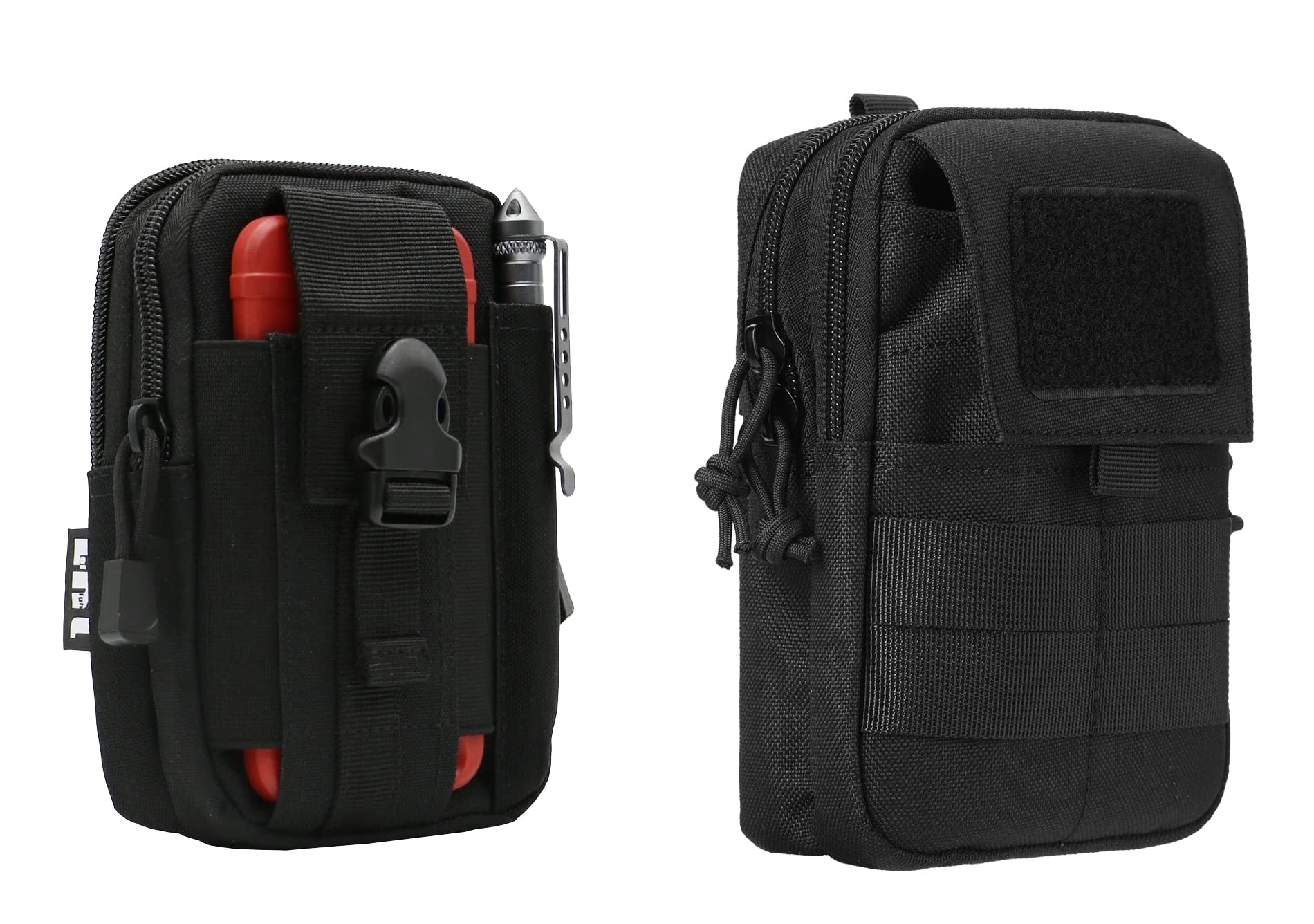 LefRight Double Cell Phone Pouch - MOLLE Compatible Utility Belt Loop Pouches for Outdoor Activities, Tactical Gear & EDC - Large & Small Set (Perfect for Hiking, Camping, Travel & Work)