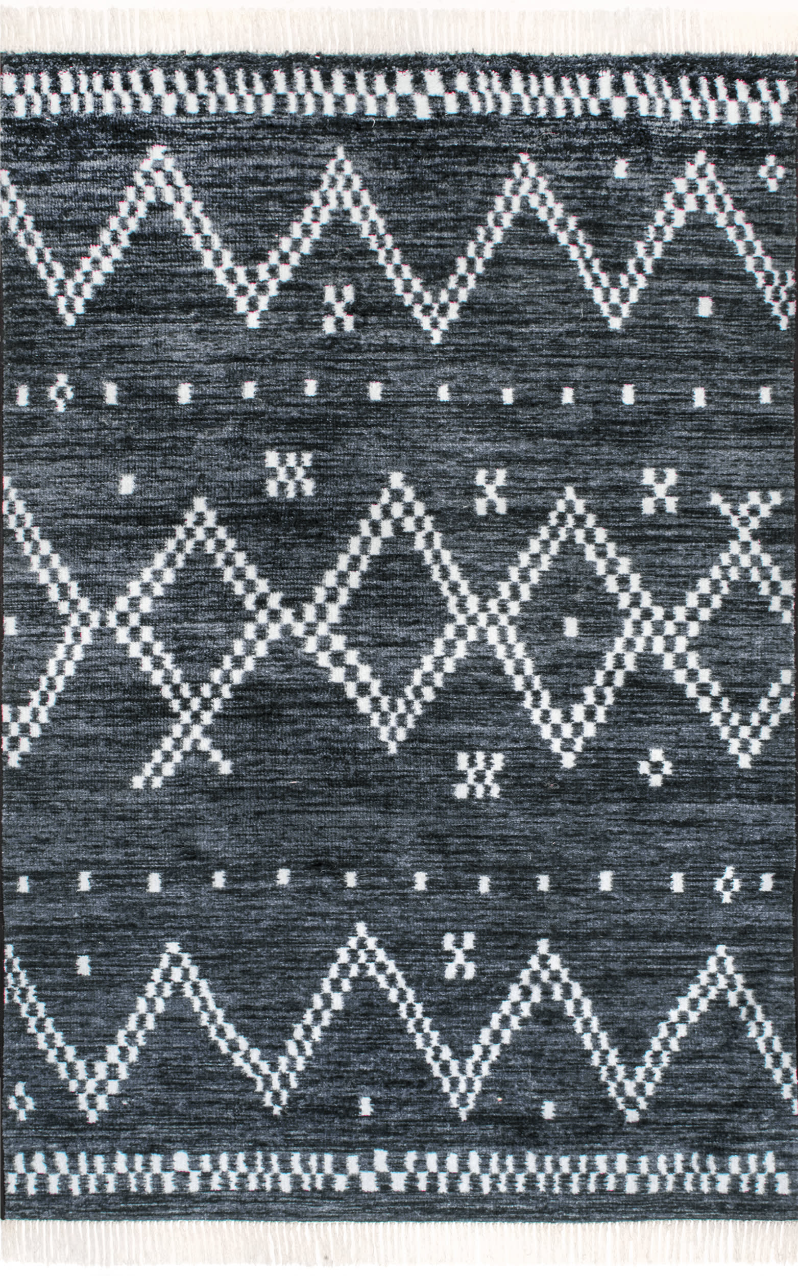 Stylish Checkered Moroccan Tassel Non-Slip Rug in Navy Blue - Perfect for Living Room, Bedroom, or Entryway Decor