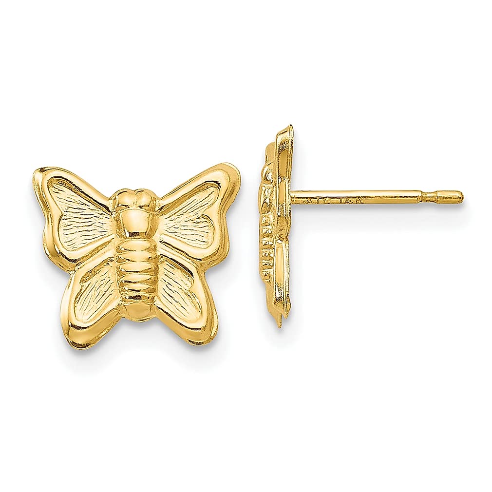 14K Yellow Gold Butterfly Post Stud Earrings - Dainty Animal Jewelry for Women, Perfect Gift for Her - Ideal for Everyday Wear, Date Nights & Special Occasions