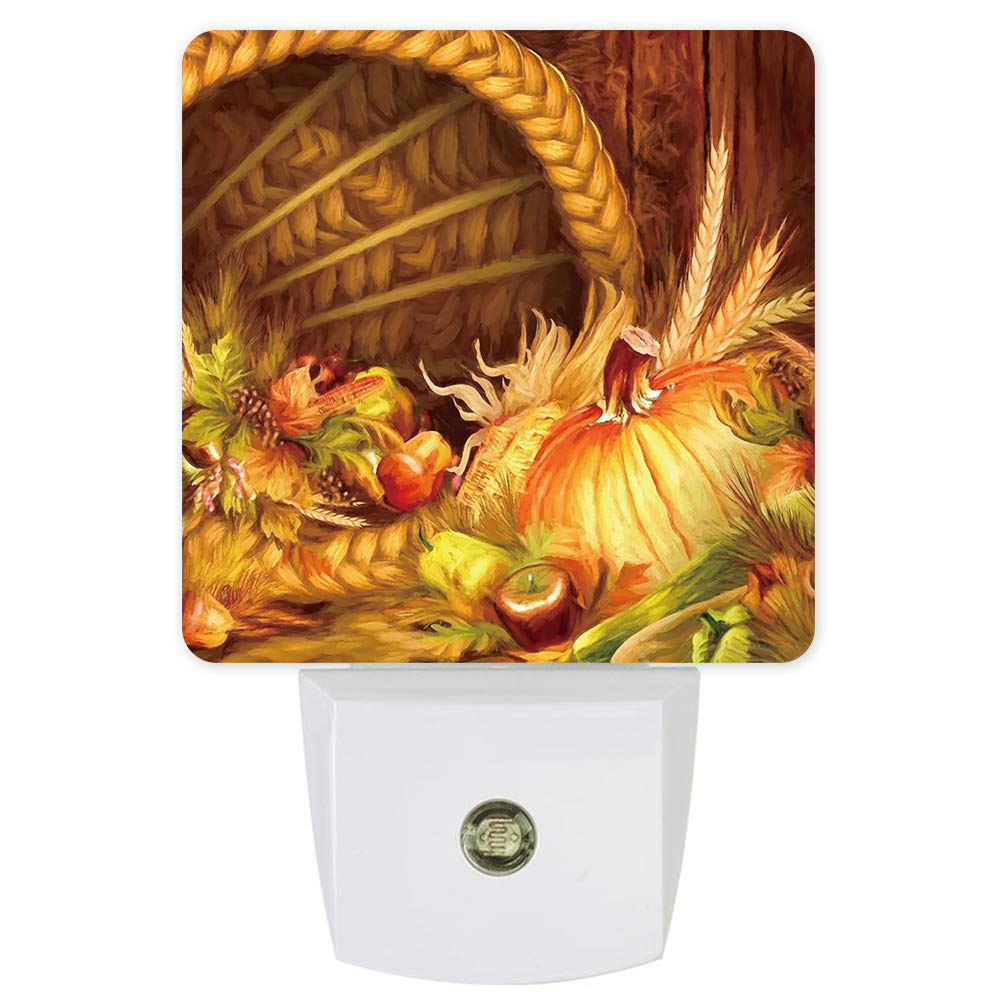 Pumpkin Harvest LED Night Light with Auto Dusk-to-Dawn Sensor - Thanksgiving & Autumn Decor for Bedroom, Bathroom, Kitchen, Nursery - Perfect for Fall Home Decor and Seasonal Lighting
