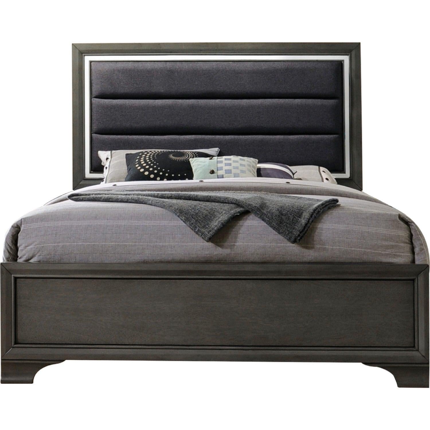 Acme Furniture Carine II King Panel Bed in Gray 26257EK - Modern Gray King Size Bed Frame for Master Bedroom