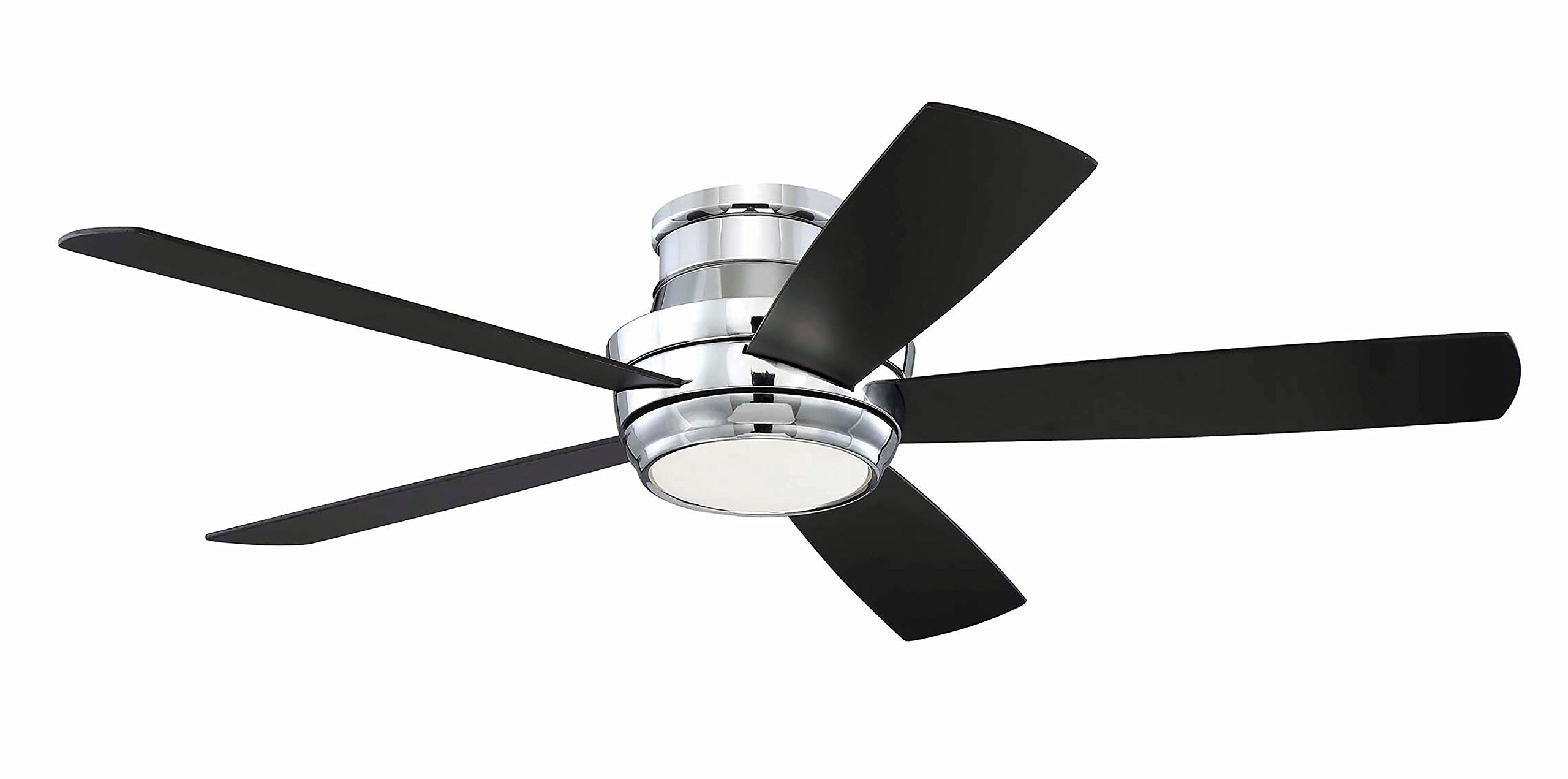 Craftmade 52 Inch Flush Mount Ceiling Fan with LED Light and Remote Control - Chrome Hugger Fan for Bedroom, Living Room, and Office | TMPH52CH5 Tempo Model