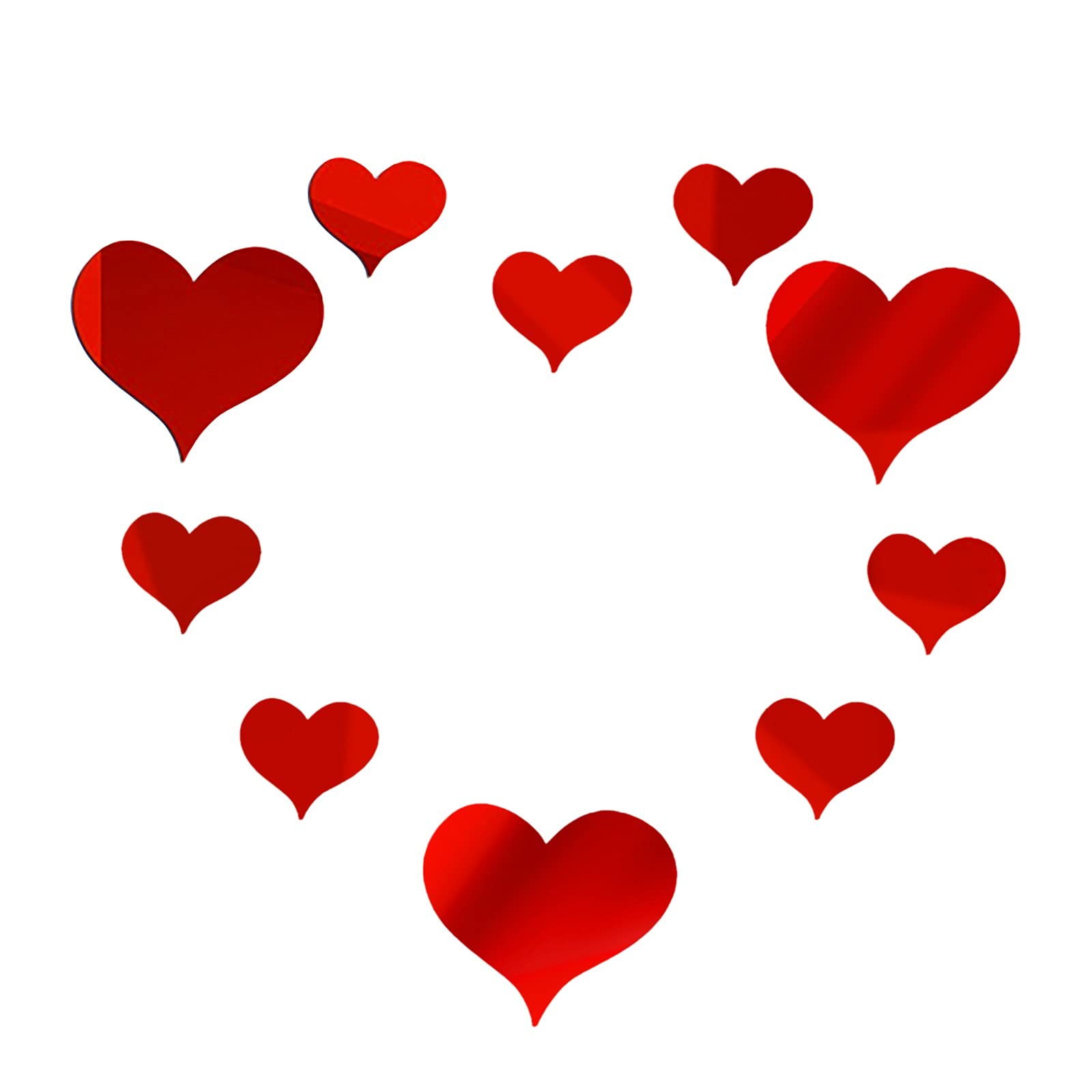 10Pcs 3D Heart Mirror Wall Stickers - Self-Adhesive Home Decor for Bedroom, Living Room, Kids Room - Creative Wall Art Decals for Apartment & Nursery Decor (Perfect for DIY Wall Design & Photo Backdrop)