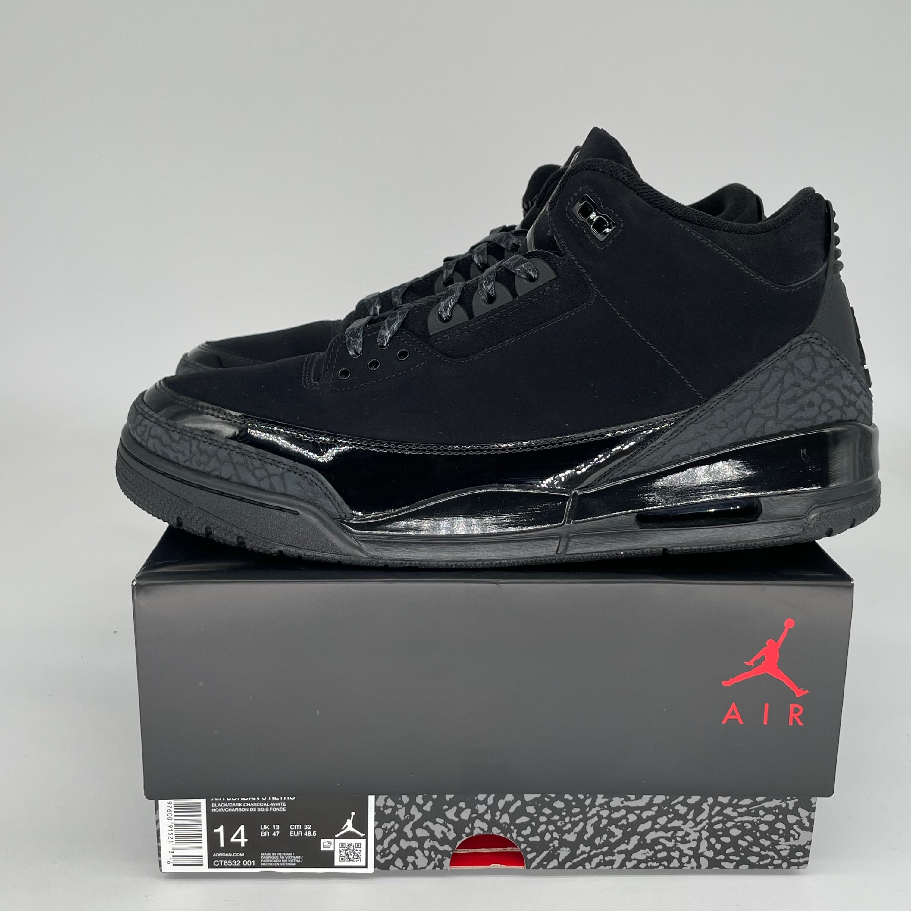 AIR JORDAN 3 Retro 'Black Cat' Men's Basketball Shoes Size 14 - Style CT8532-001 | Official Nike Sneakers for Basketball, Streetwear & Casual Wear