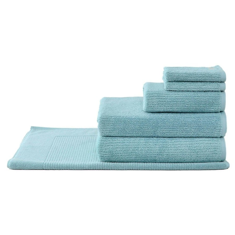 Sheridan Misty Teal 6-Piece Bath Towel Set - Super Soft & Absorbent Living Textures Trenton Collection - Perfect for Bathroom, Spa & Beach Use