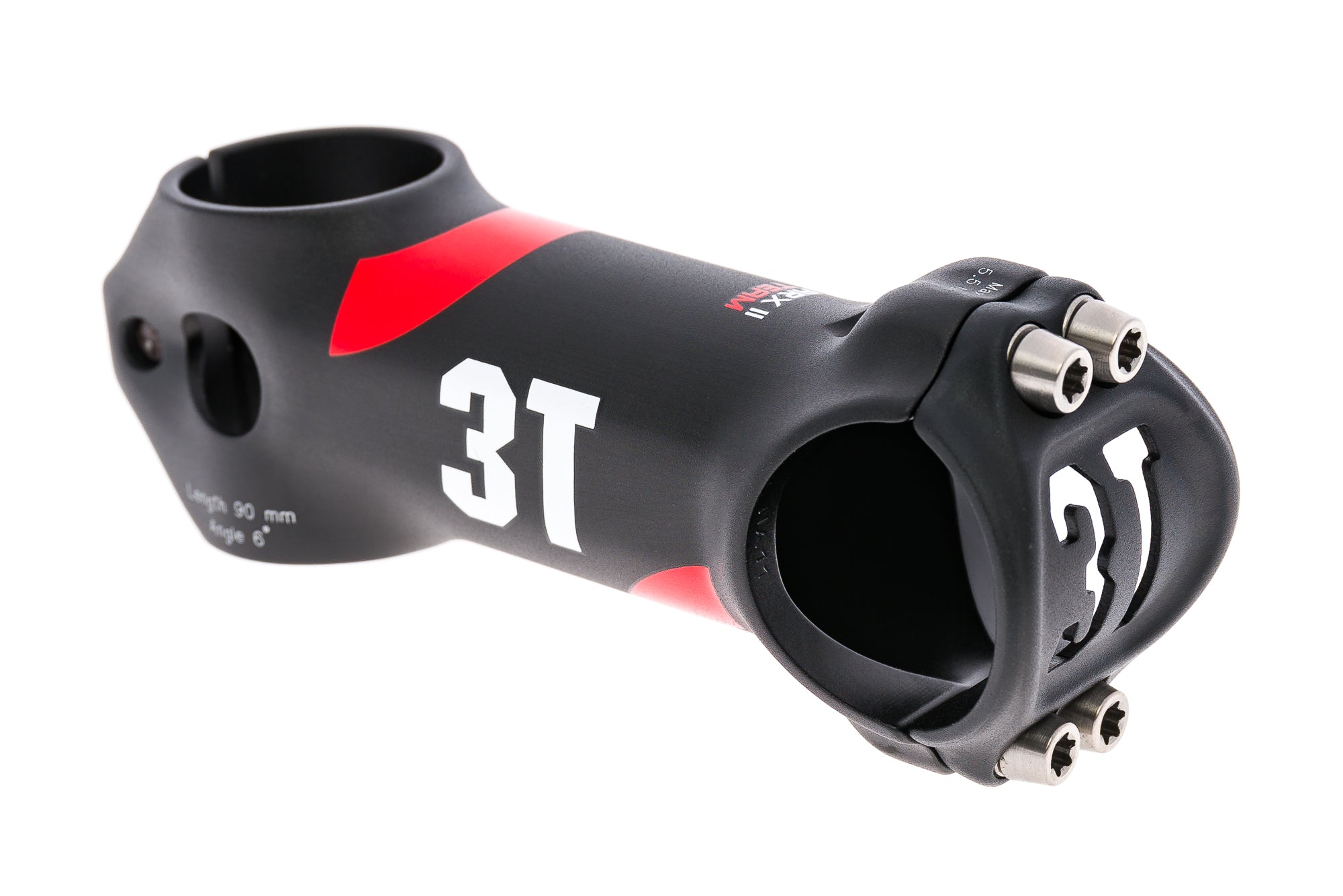 3T ARX II Team Stem 31.8mm 90mm 6 Degree Aluminum Bike Handlebar Stem - Black/Red for Road & Mountain Bikes - Lightweight & Durable Cycling Component
