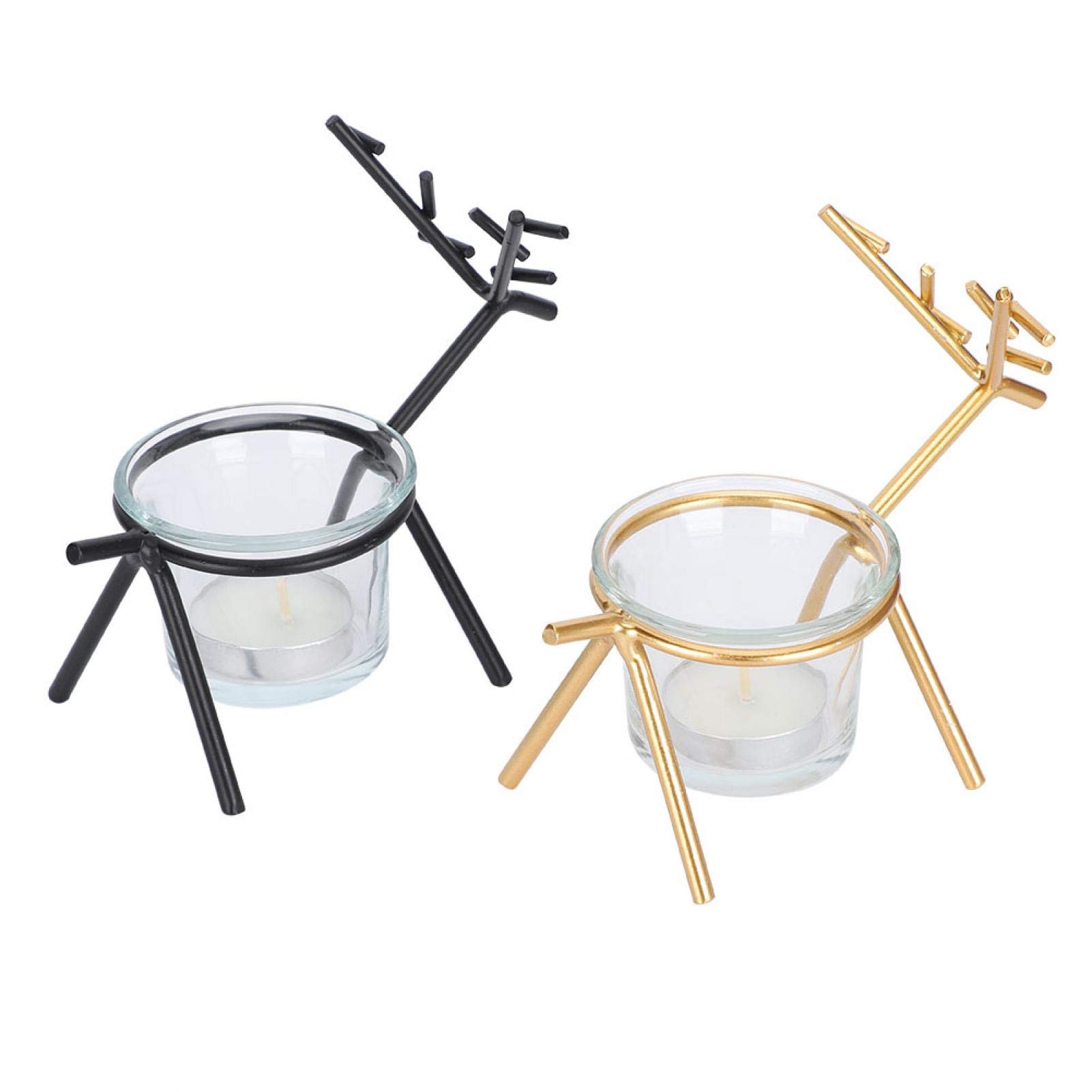 Elegant Iron Candle Holders Set of 2 with Deer Design - Romantic Home Decor for Dining Tables, Restaurants & Coffee Shops | Perfect for Creating Cozy Ambiance