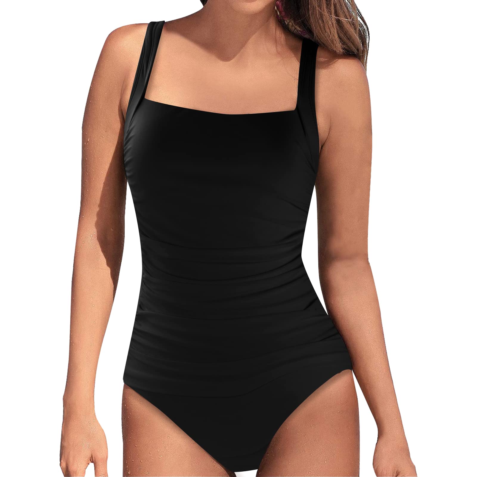 One Piece Swimsuits for Women - Ruched Slimming Bathing Suit with Tummy Control, Vintage Swimwear for Beach, Pool & Vacation