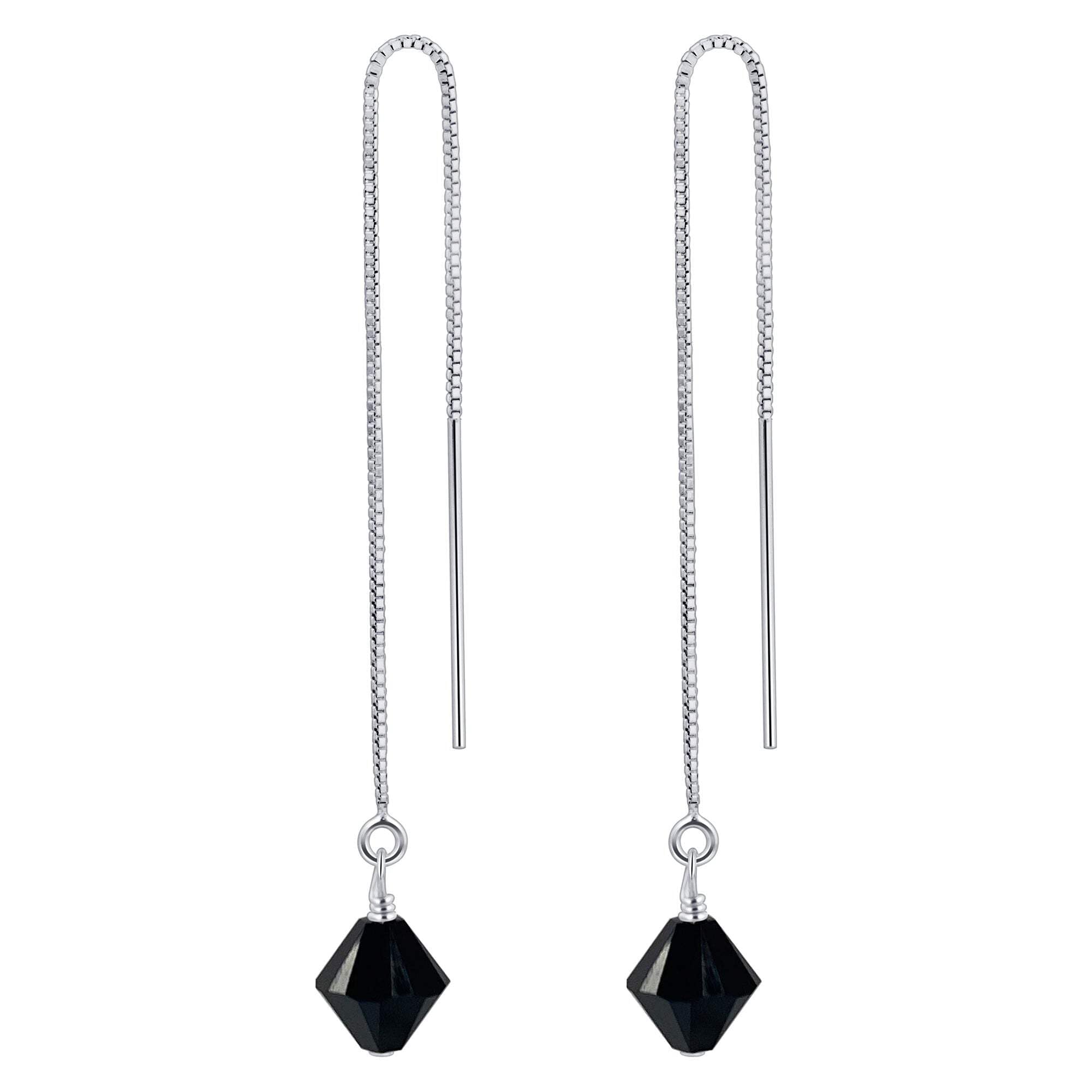 925 Silver Threader Drop Earrings with Crystals for Party & Wedding