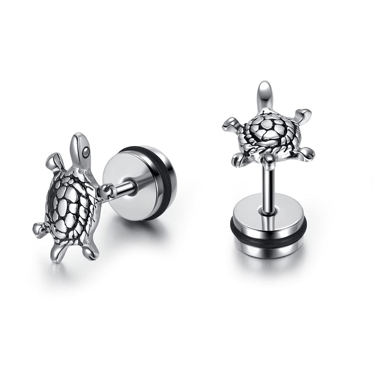 Jovivi 2pcs 16g Hypoallergenic Stainless Steel Sea Turtle Stud Earrings for Women & Girls - Cute Animal Jewelry for Casual Wear, Beach Outfits & Gifts