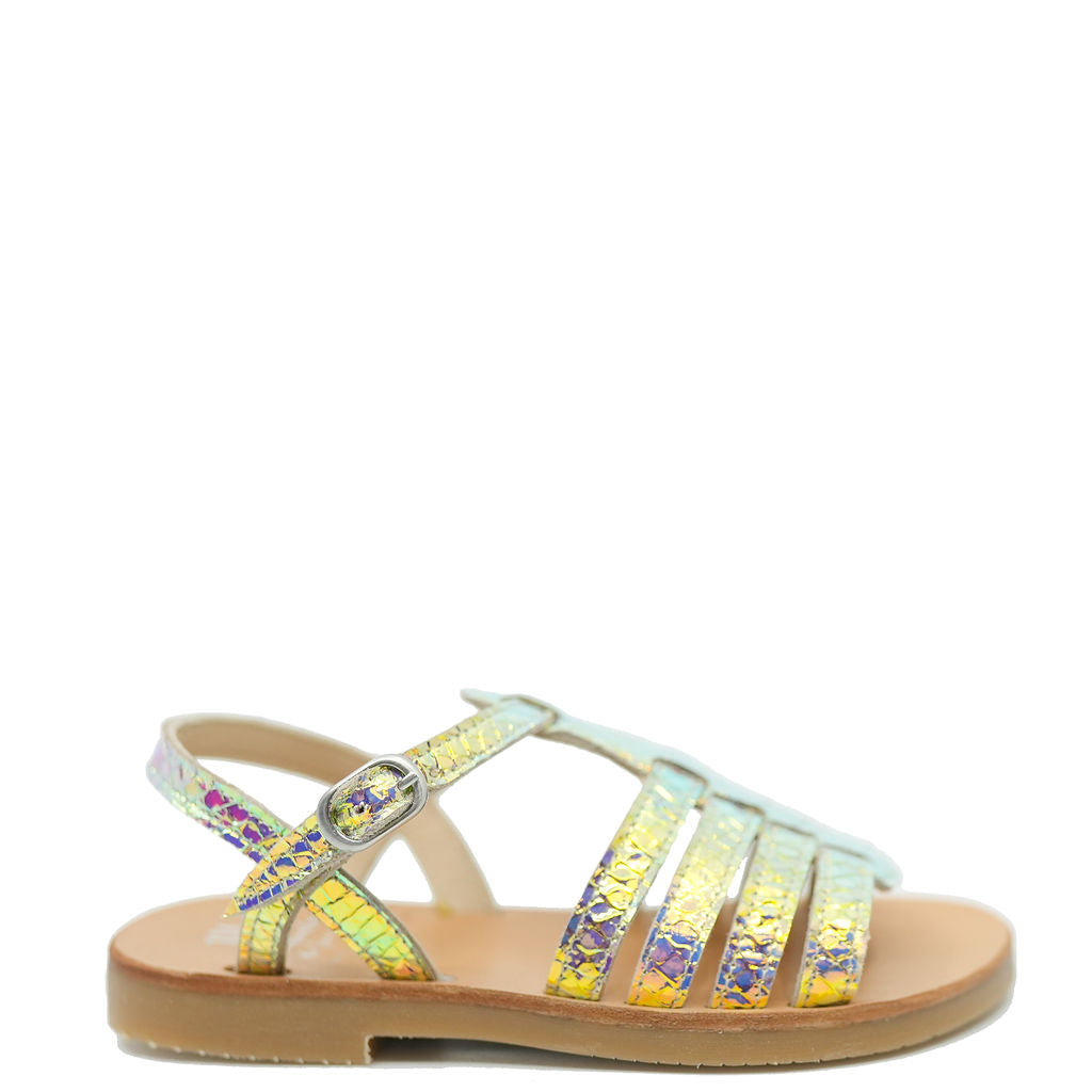 Manuela Women's Iridescent Sandals | Shimmering Metallic Gladiator Sandals for Summer | Perfect for Beach, Parties & Casual Outings