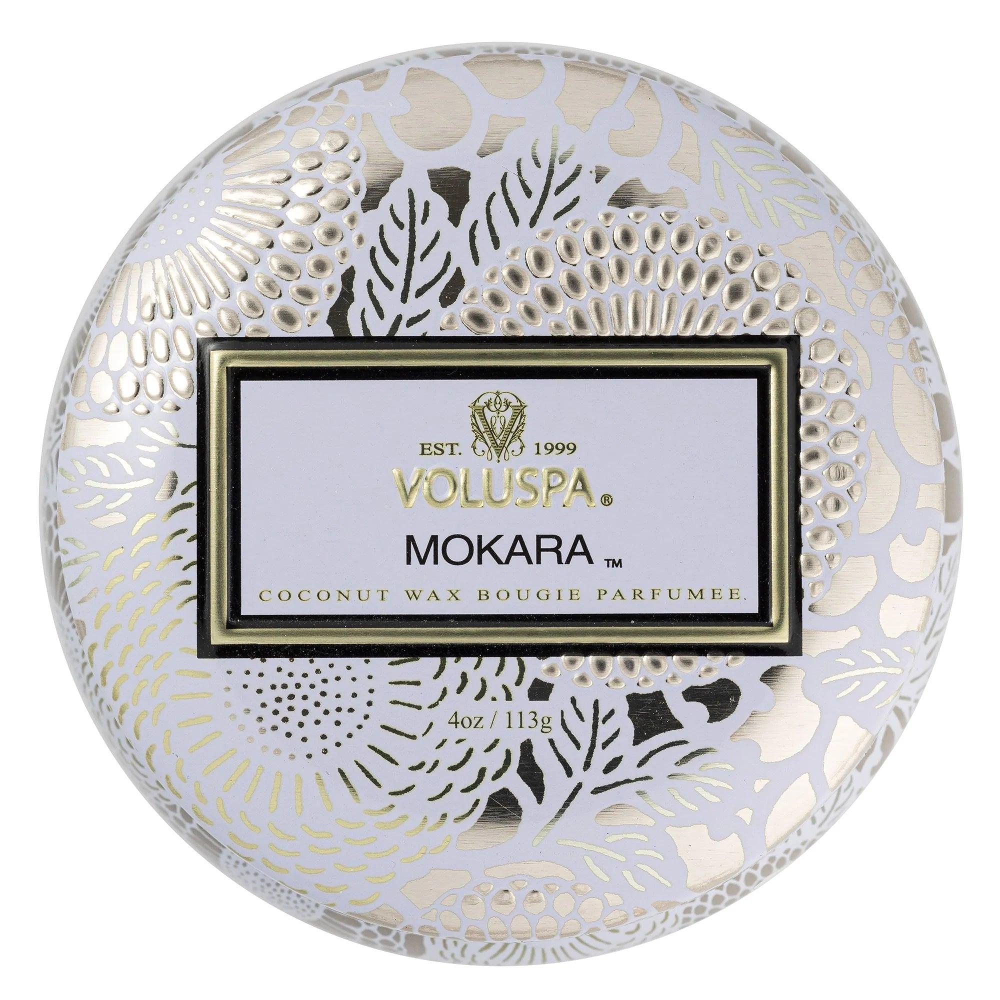 Mokara Mini Tin Candle - 3oz Scented Soy Wax Candle in Reusable Metal Tin, Vanilla & Lavender Aromatherapy for Home, Office, Meditation & Relaxation