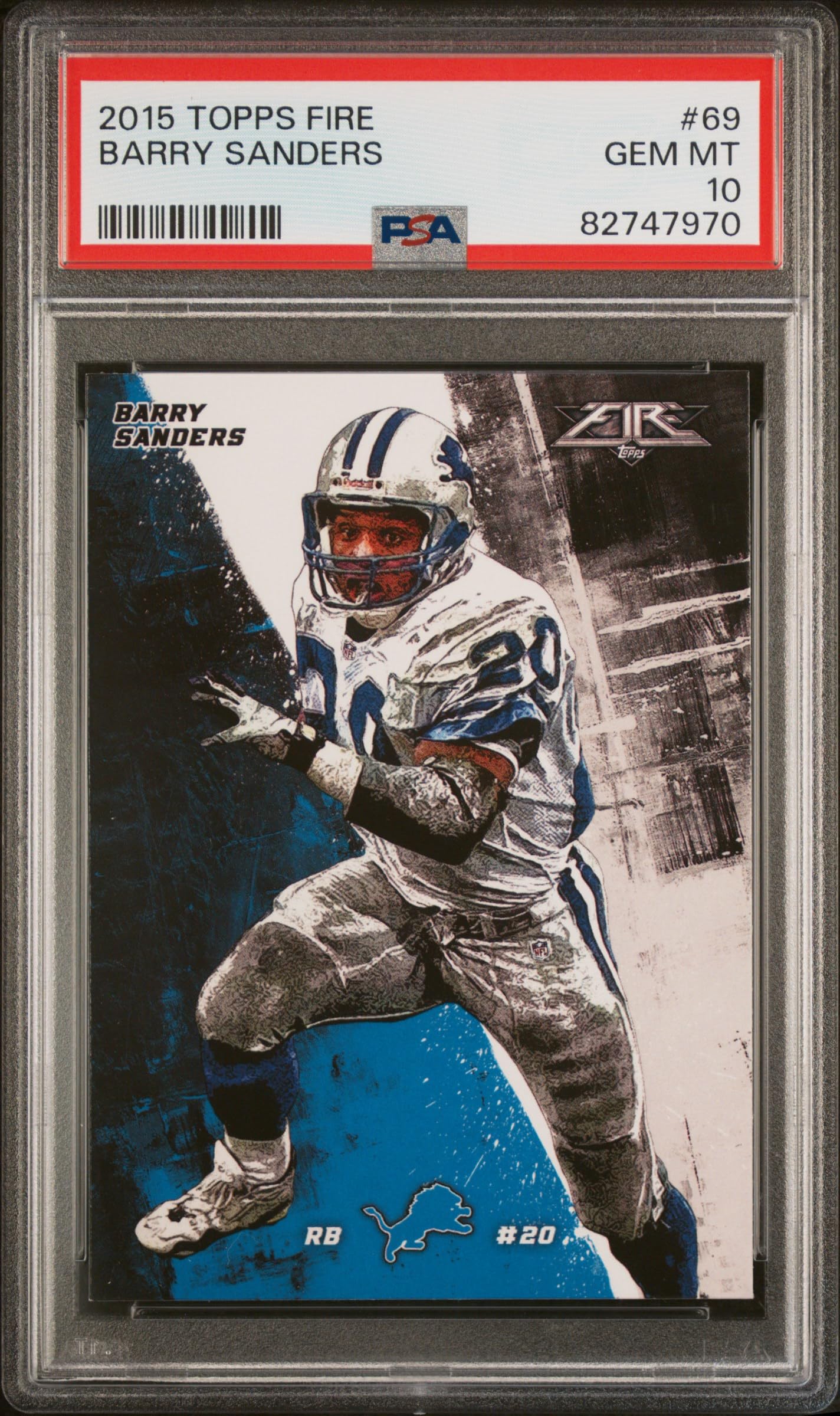 Barry Sanders 2015 Topps Fire Football Card #69 PSA 10 Gem Mint - Rare Collectible for NFL Fans & Sports Memorabilia Enthusiasts - Perfect for Display, Investment, and Gifting