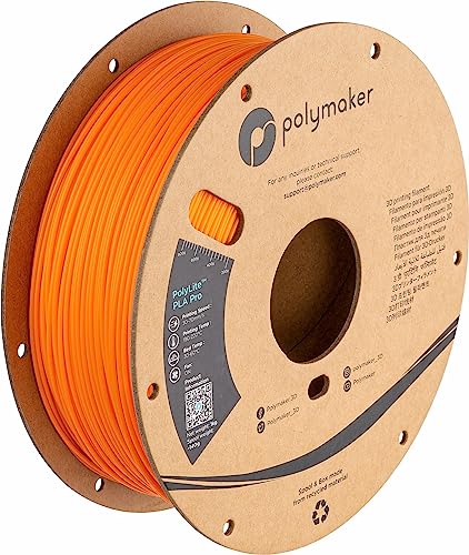 Polymaker PLA PRO Filament 1.75mm Orange - High Strength 3D Printer Filament 1kg Spool | Premium PolyLite PLA PRO Tough & Rigid Filament for 3D Printing | Ideal for Functional Prototypes, DIY Projects & Creative Models