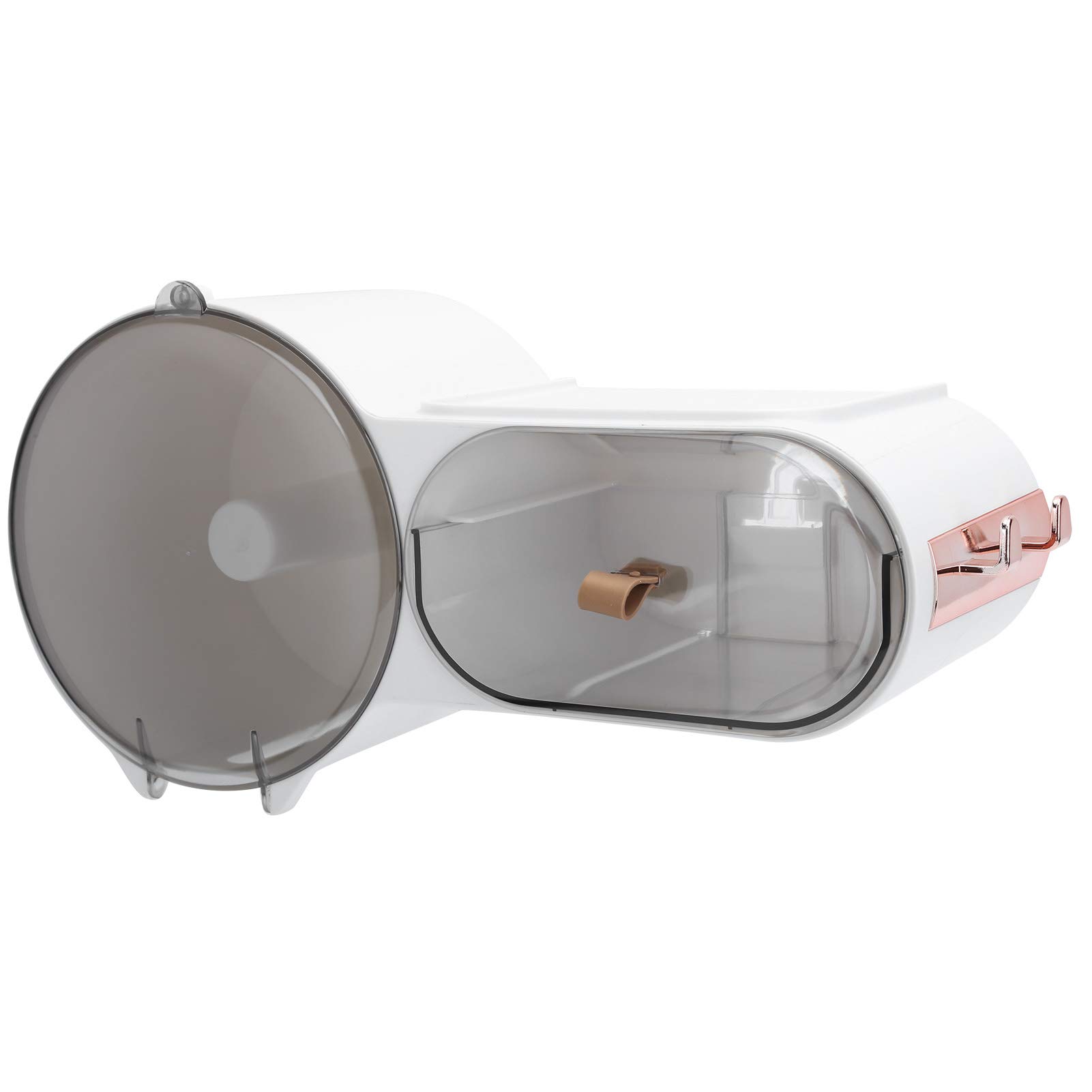 01 Wall Mounted Tissue Box Holder - Dustproof, Waterproof, Self-Adhesive Bathroom Organizer - Clear Transparent Round White Design for Toilet Paper & Phone Storage - Perfect for Small Bathrooms, Kitchens, and RVs