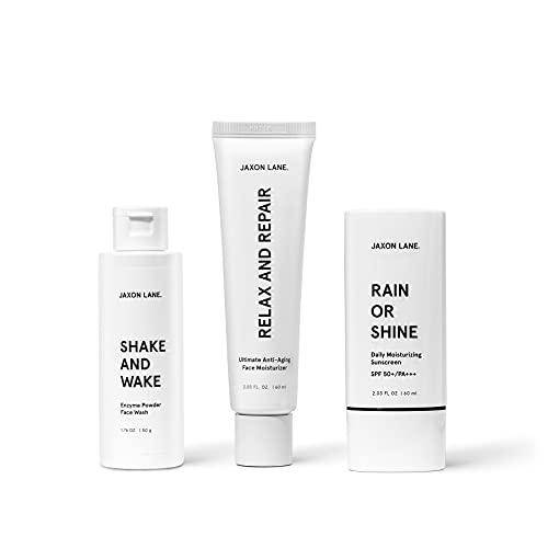 Jaxon Lane Men's Anti-Aging Skincare Set - SPF 50 Sunscreen, Face Wash & Moisturizer | Korean Skincare Routine for Firm, Even & Clear Skin | Perfect for Travel & Daily Use