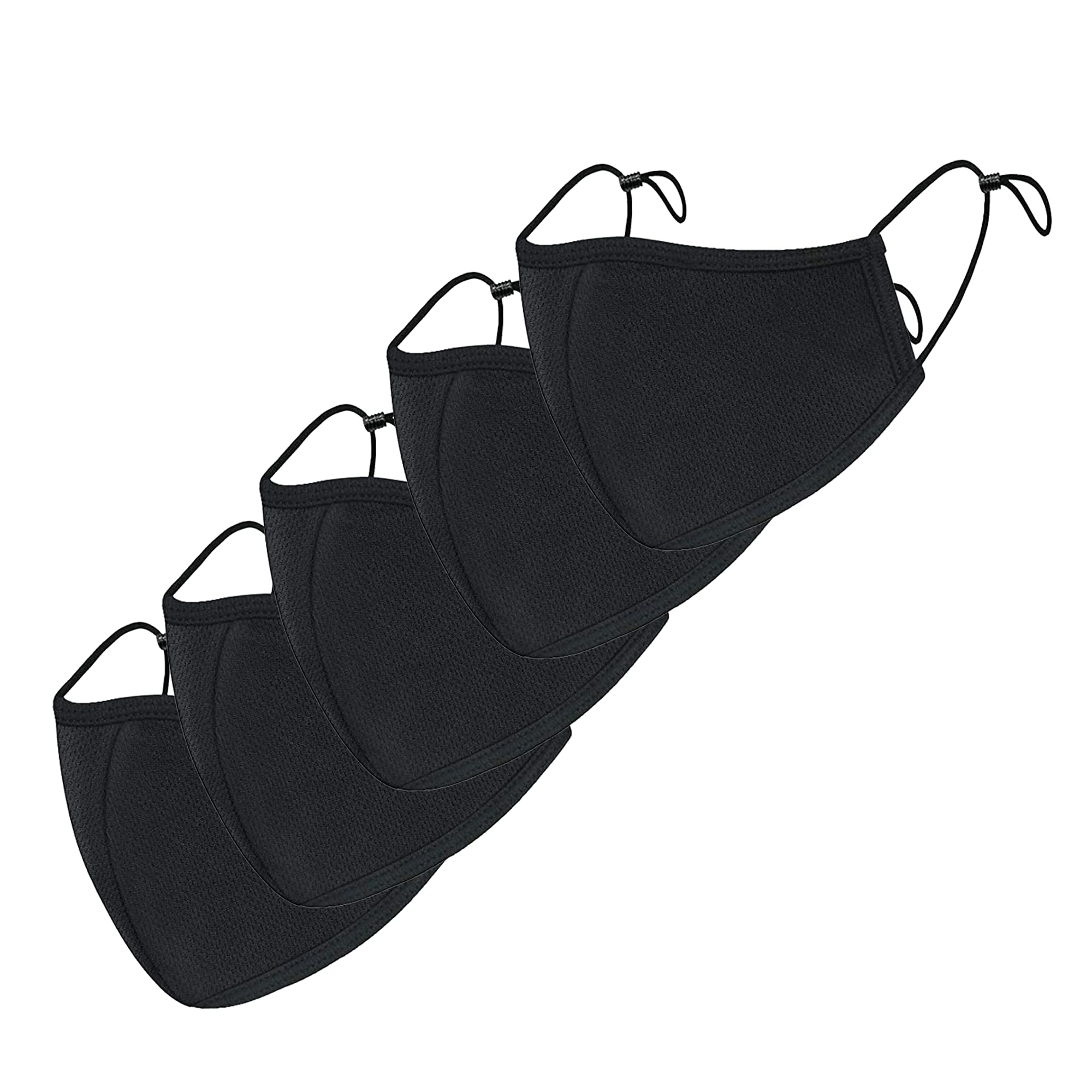 Reusable 3-Layer Black Face Mask - Washable & Adjustable for Adults & Kids - Perfect for School & Travel