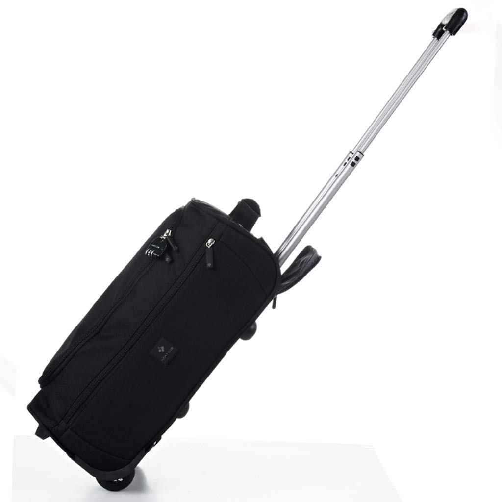 LZG Rolling Duffle Bag with Wheels & Handle - Waterproof Weekender Overnight Bag for Business Travel, Wheeled Carry On Luggage, Medium Black Soft Travel Suitcase - Perfect for Business Trips, Gym, Weekend Getaways & Airplane Carry-On