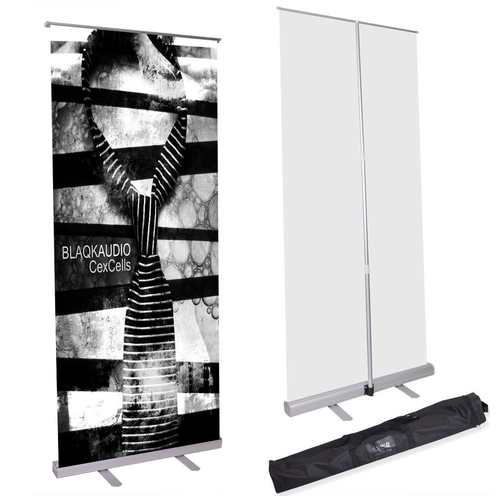 TheLAShop 32 x 79 Inch Retractable Banner Stand - Portable Telescopic Roll Up Display for Trade Shows, Events & Retail Advertising