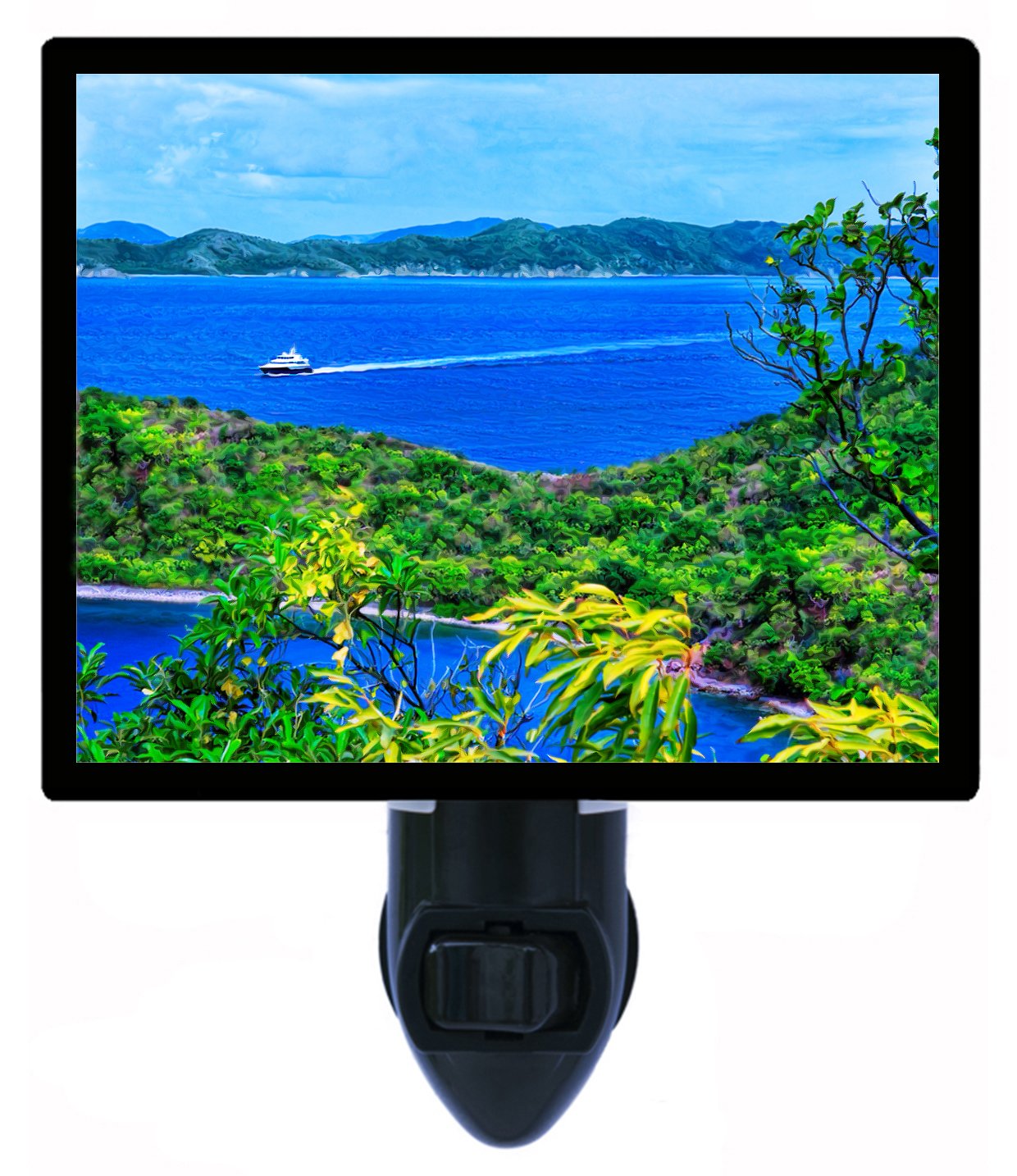 Paradise Cove LED Night Light - Tropical Boat & Shore Scene for Kids & Adults - Perfect for Bedroom, Nursery, Bathroom & Relaxation