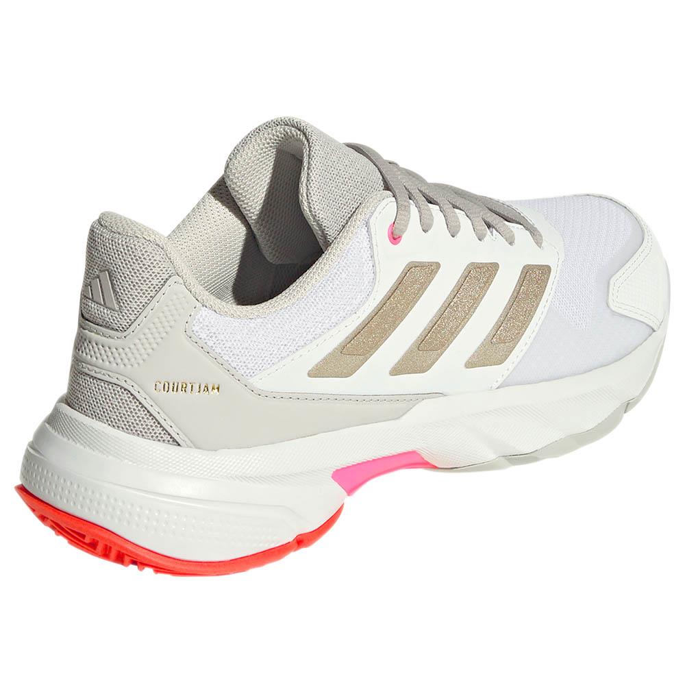 Adidas Women's CourtJam Control 3 Tennis Shoes - Cloud White/Iron Metallic - Lightweight Comfort for Casual Wear & Court Play