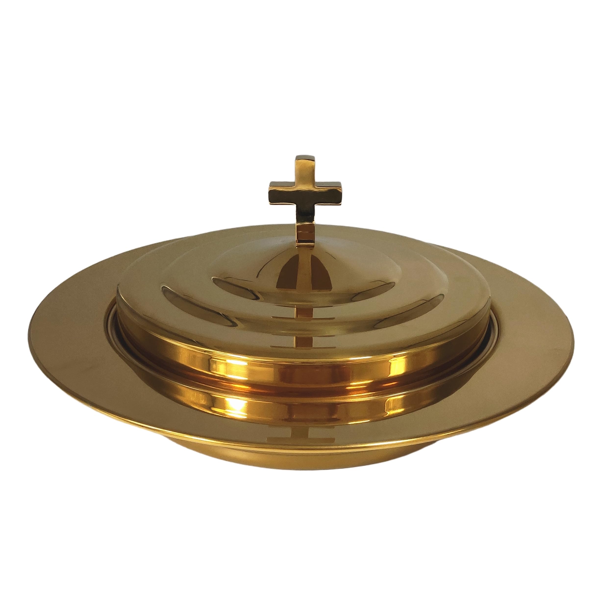 Stainless Steel Communion Bread Plates with Lid - Polished Gold Communion Tray with Cover - Church Supplies for Holy Communion - Perfect for Church Services, Weddings & Religious Ceremonies