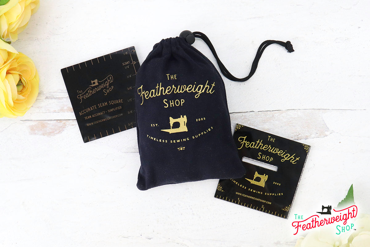 Featherweight Accurate Seam Guide Set with Square & Pocket Bag - Black | Perfect for Quilting, Sewing & Crafting Projects