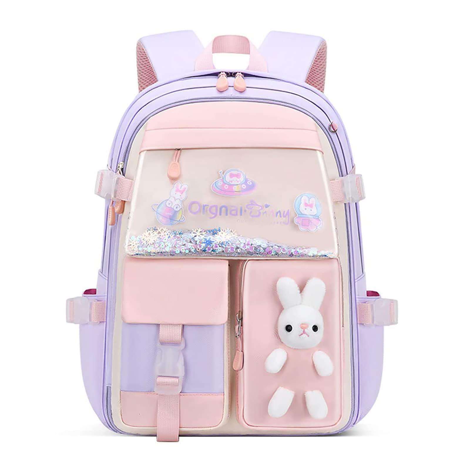 Cute Bunny Backpack for Girls - Kawaii Purple Large School Backpack for Grades 3-6 | Perfect for School, Travel & Everyday Use