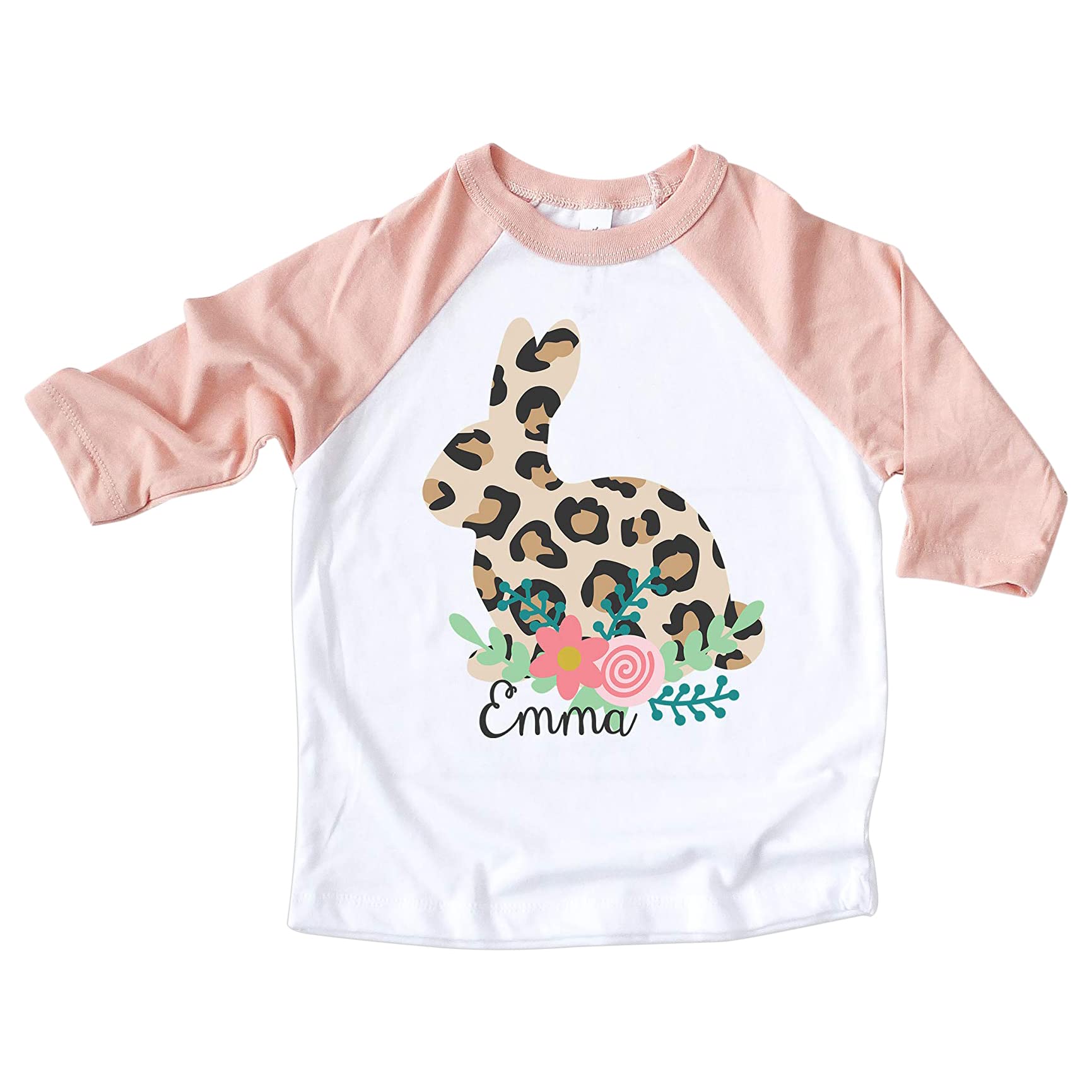 Personalized Easter Bunny Shirt for Girls - Cute Leopard Print Handmade Easter Top for Kids | Perfect for Easter Celebrations, Family Photos & Spring Outfits