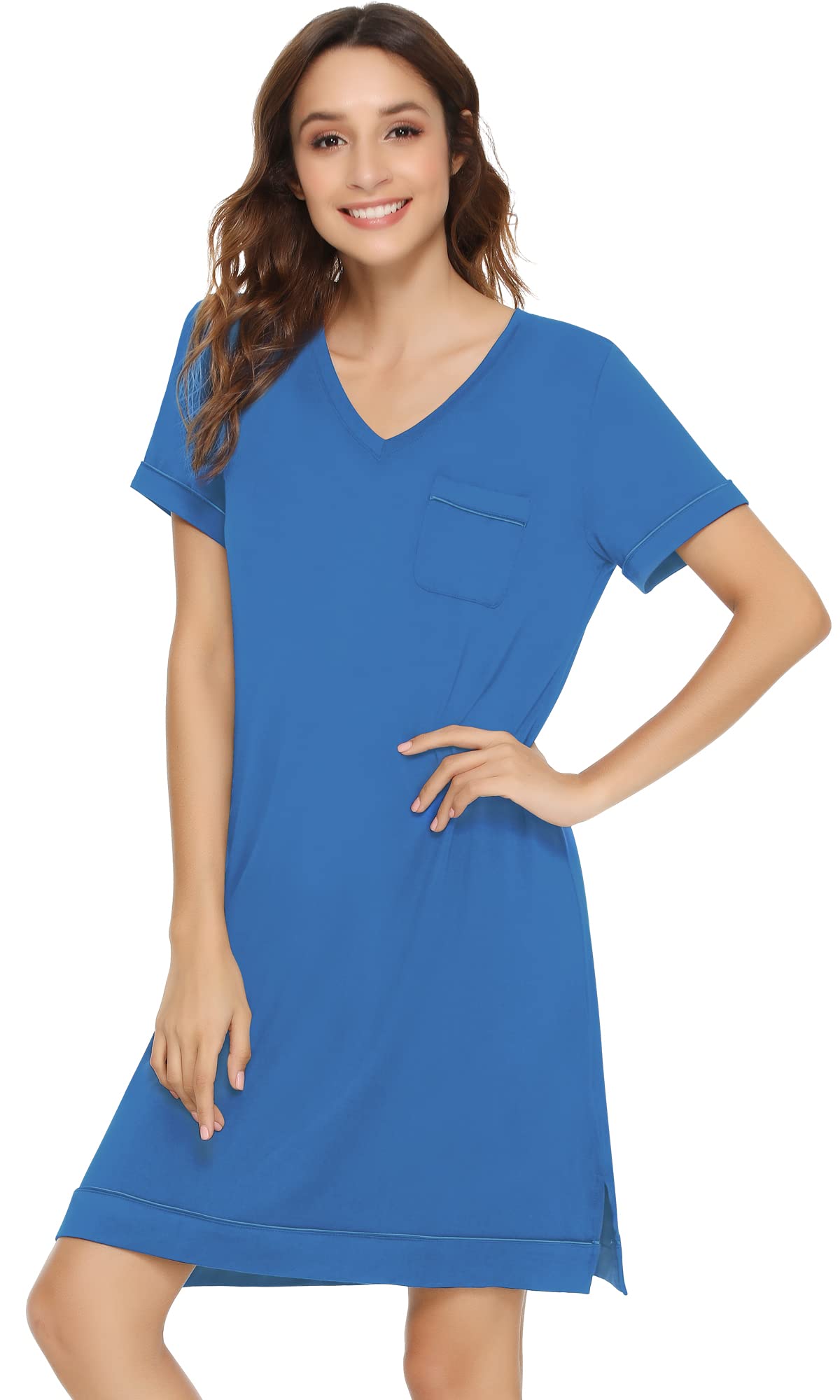 Soft Bamboo Nightgowns for Women - Lightweight Short Sleeve Sleep Shirt & Lounge Dress - Plus Size S-4X - Breathable Comfort for Sleep, Relaxing at Home & Maternity Wear