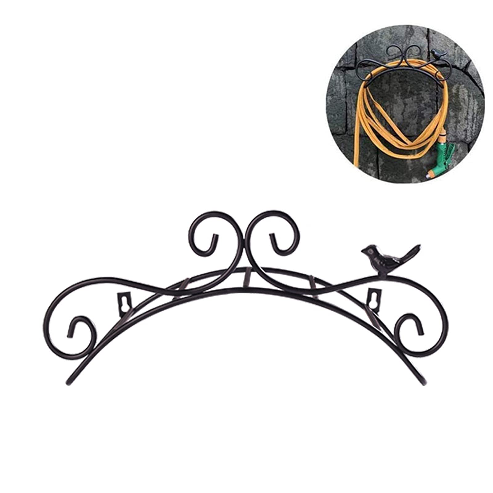 SOGAML 14.9 Inch Decorative Wall Mount Garden Hose Holder - Antique Bird Style Hanging Bracket for Water Hose Storage | Rustic Black Outdoor Pipe Organizer for Yard, Patio & Garden Decor