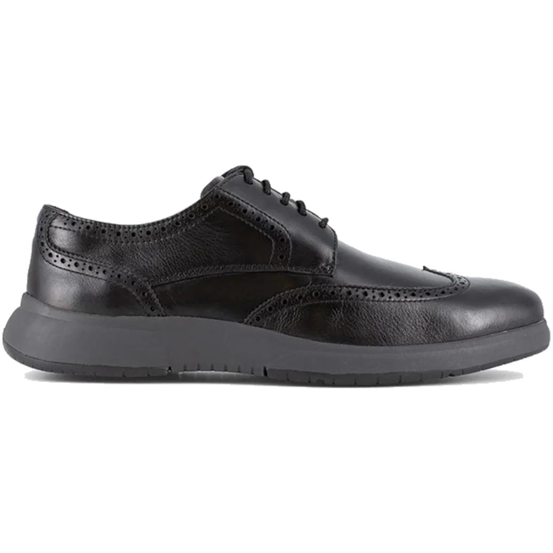 Flair Work Steel Toe Wingtip Oxford Work Shoes for Men - Black Safety Toe Dress Shoes for Business Casual & Office Wear - Comfortable & Durable Work Boots for Construction, Warehouse & Industrial Jobs