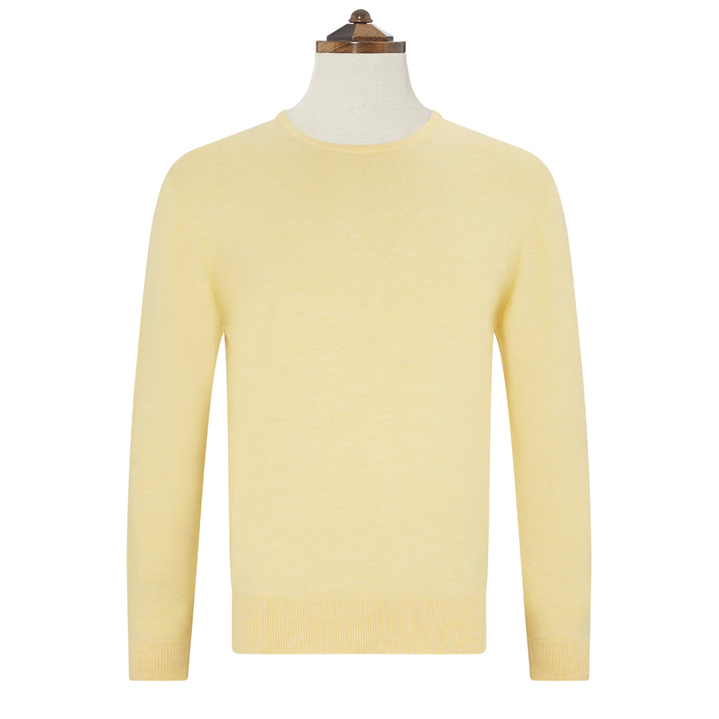 Kyan Pale Yellow Crew Neck Long Sleeve Pullover Sweater - Soft Casual Knit Top for Women | Perfect for Fall Outfits, Office Wear & Cozy Weekends