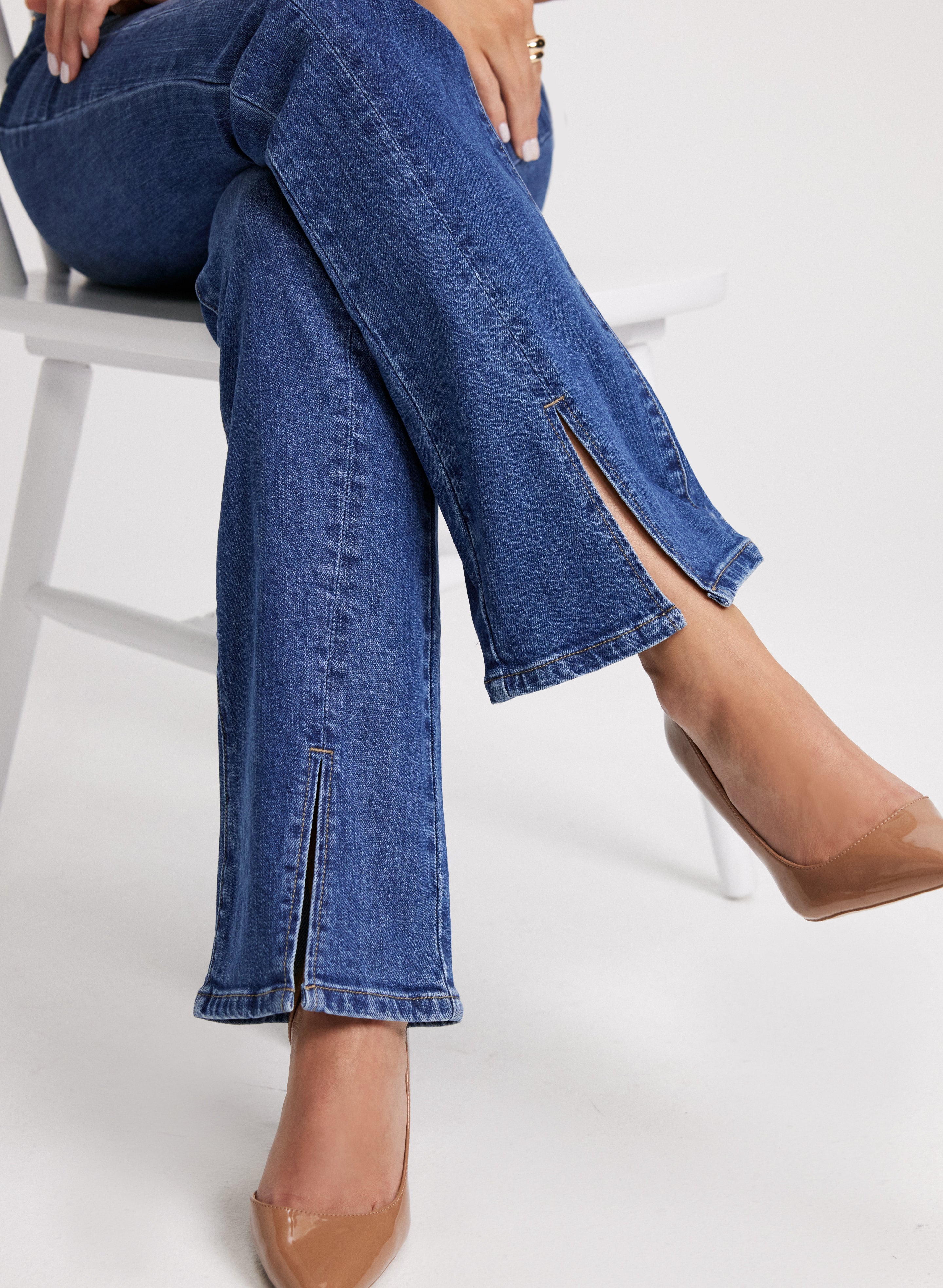 Flared Split Hem Jeans for Women - High Waist Bootcut Denim Pants with Side Slits | Perfect for Casual Outfits, Date Nights & Boho Style